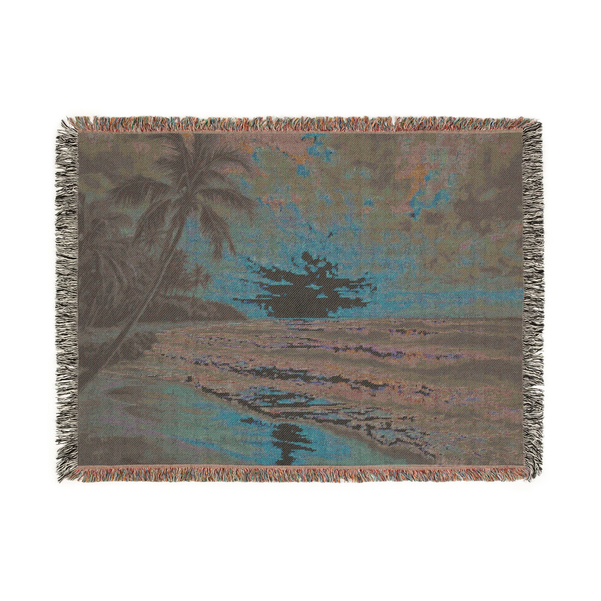 Beach Sunset Woven Blanket