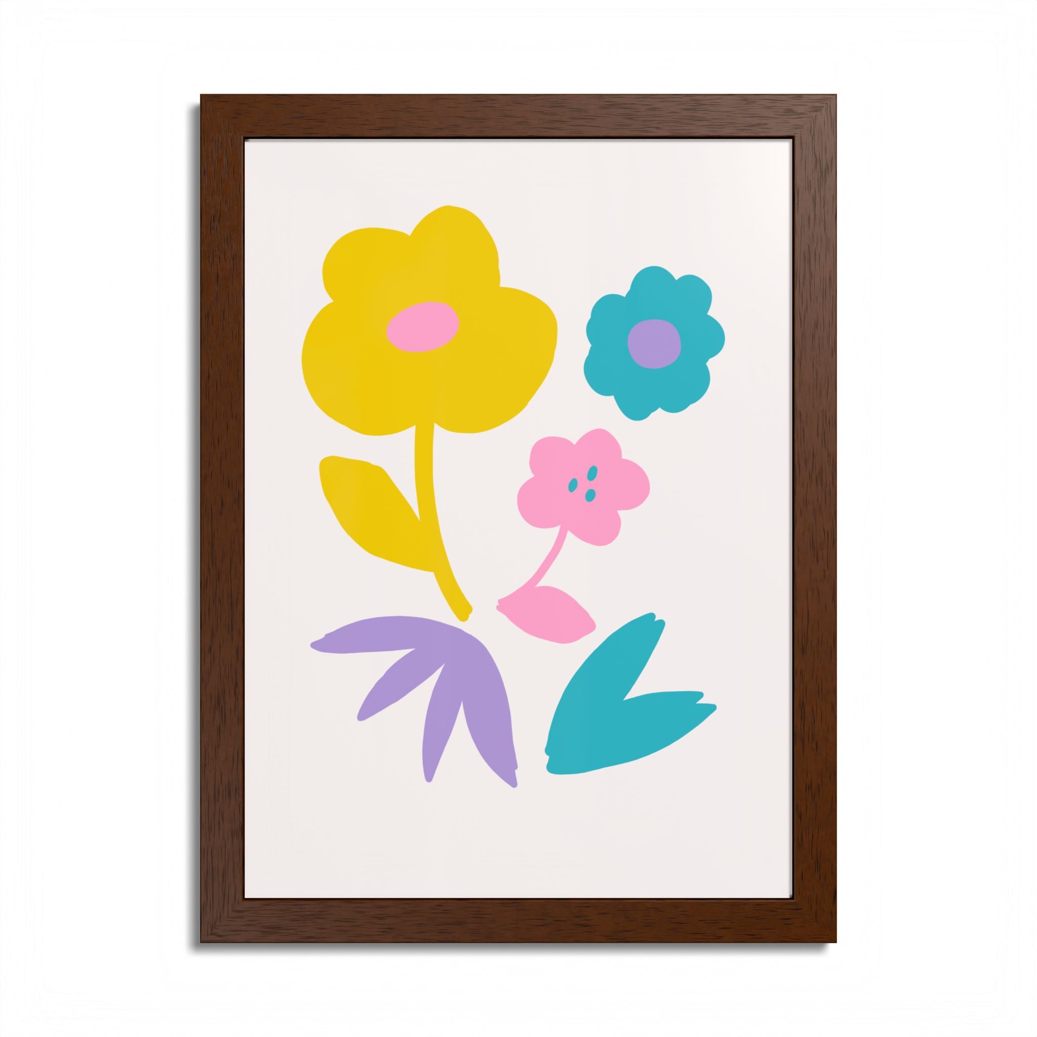 Multi-Color Floral Framed Poster