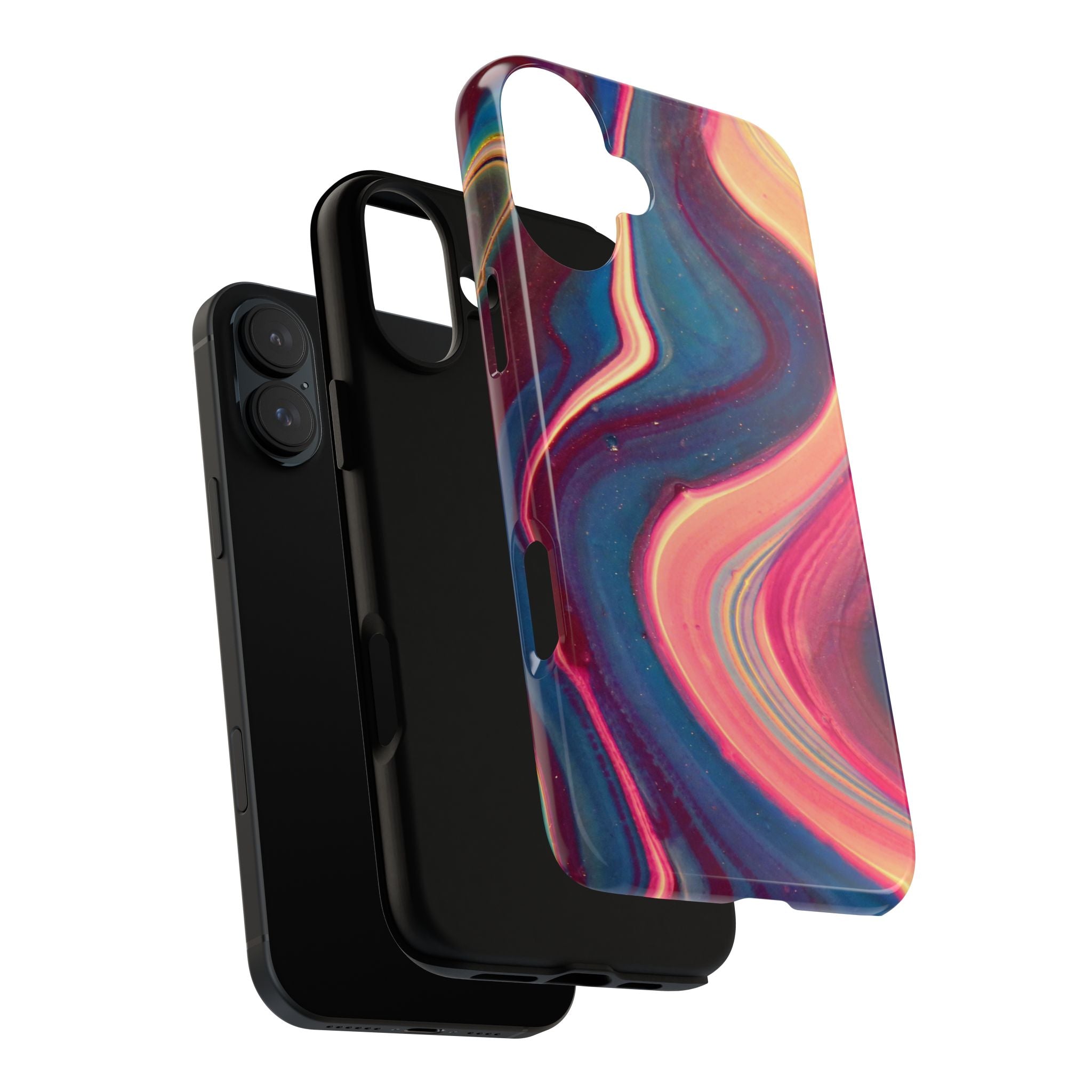 Colorful Wavy Marble Swirl Protective Phone Case