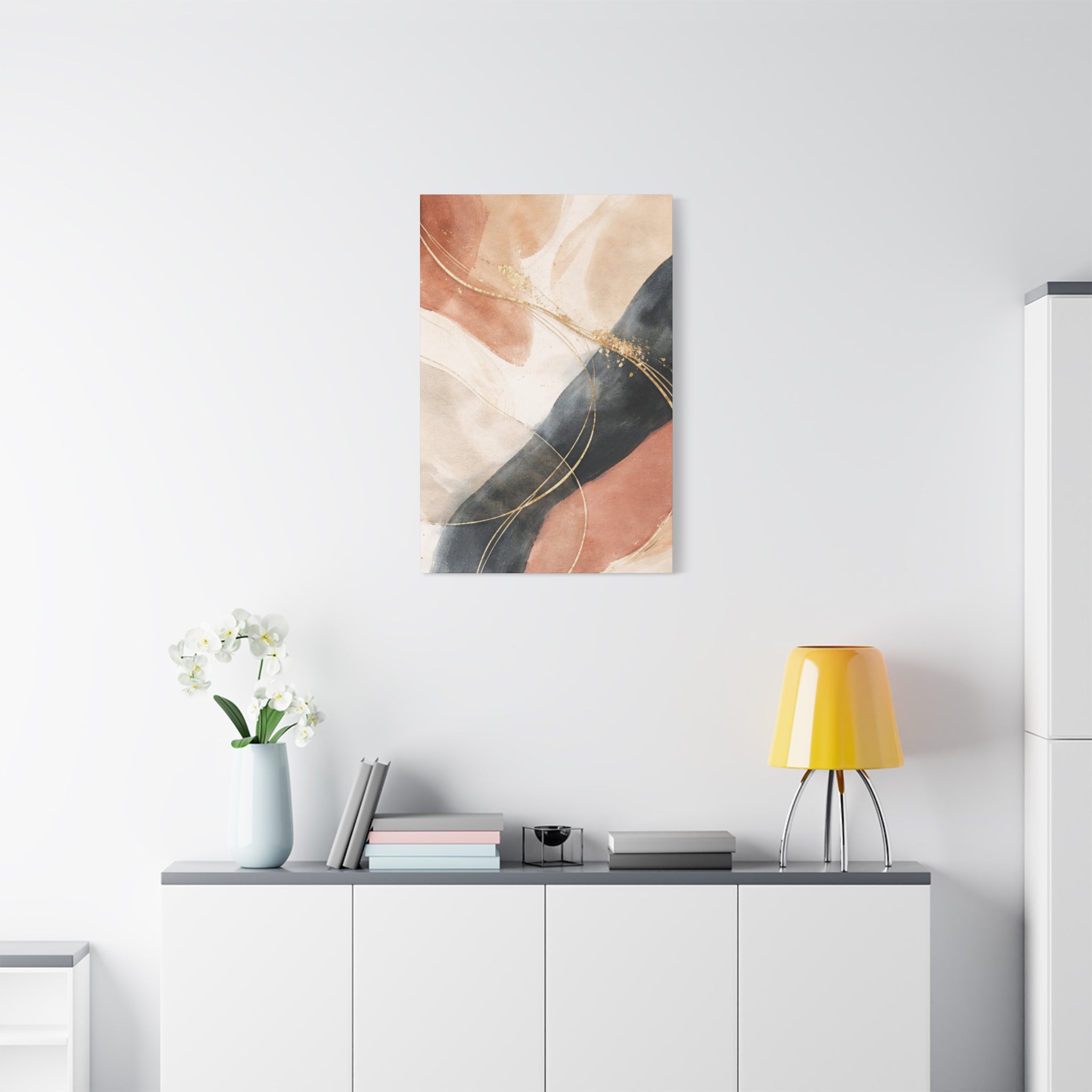 Abstract Blush & Gold Matte Canvas Print