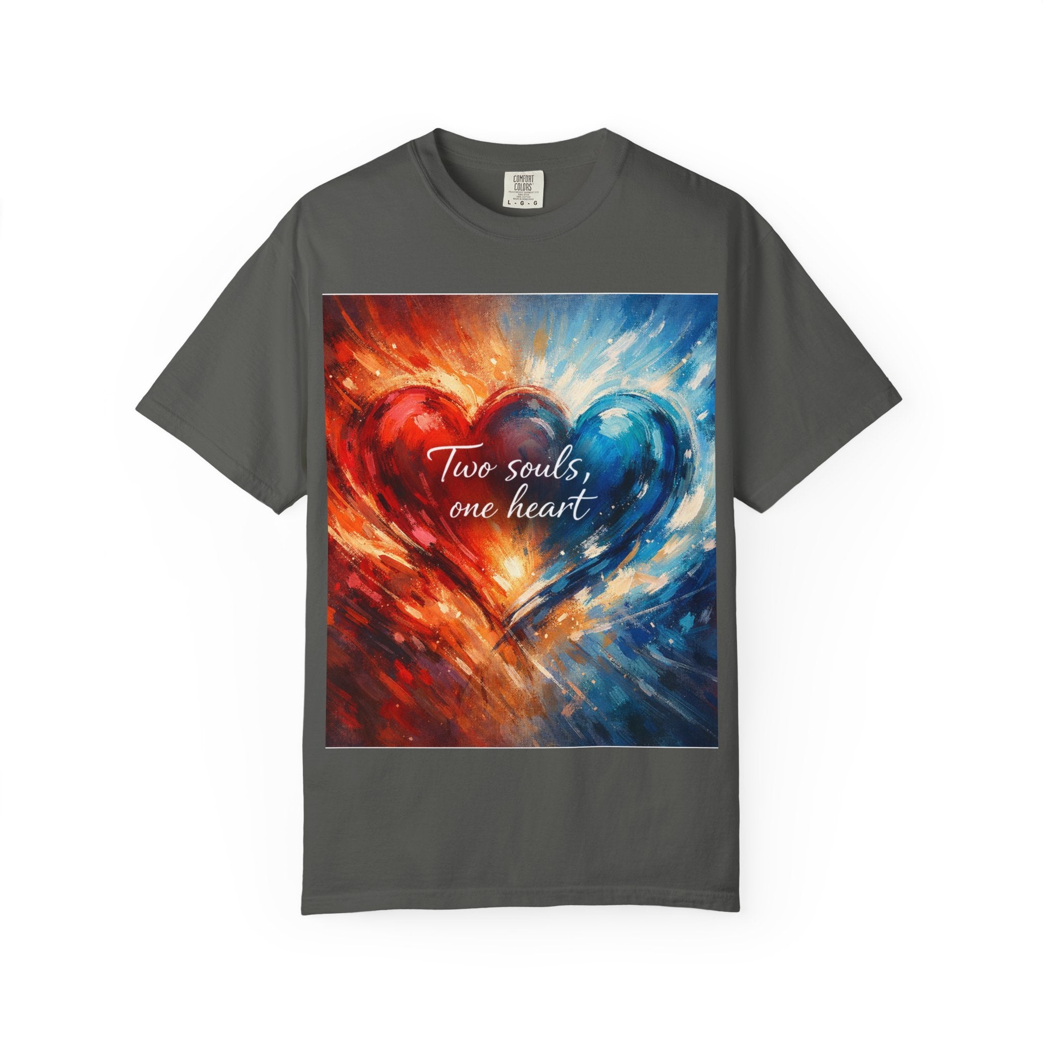 Two Souls One Heart Fiery and Ocean Heart Art T-Shirt