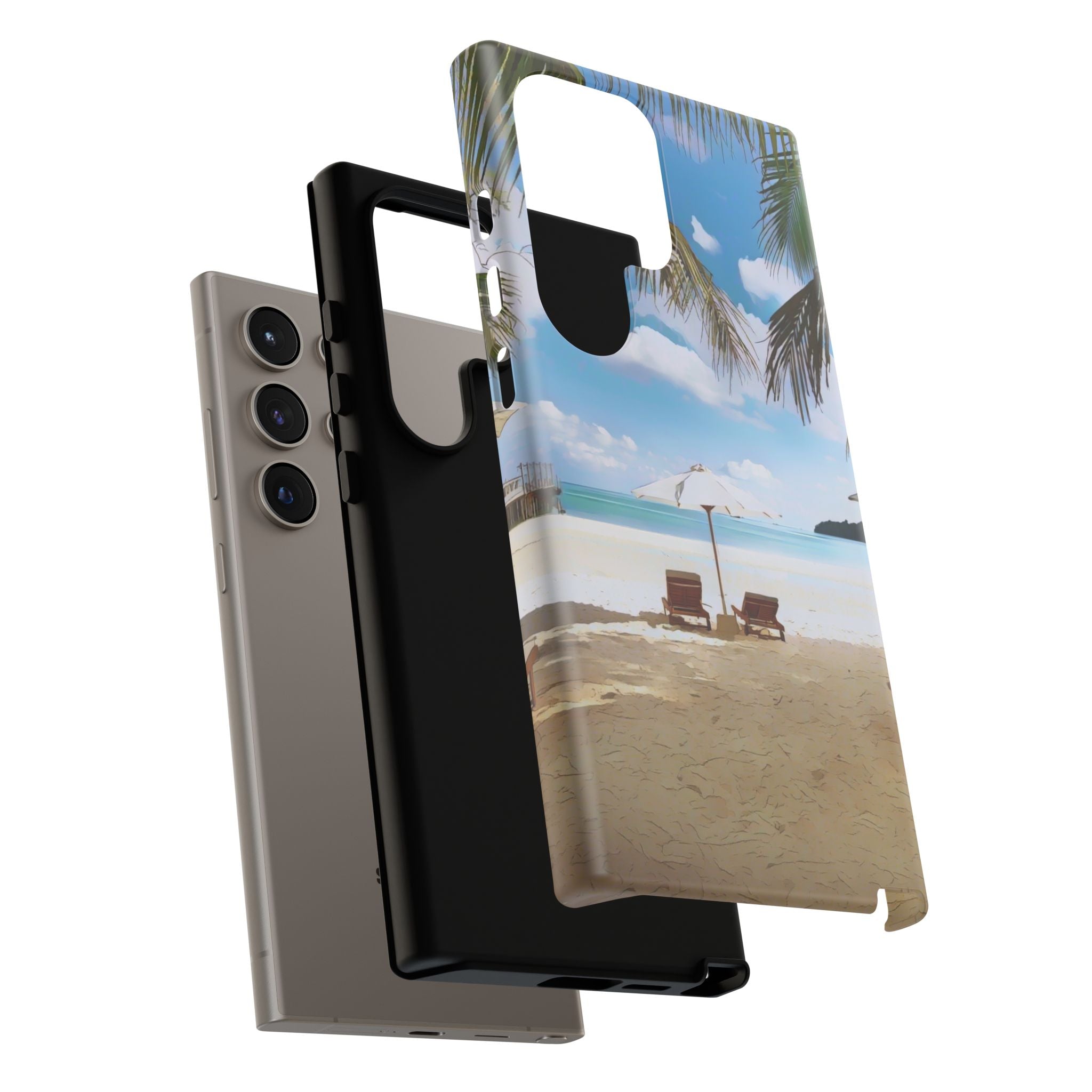 Beach Paradise Tropical Palm Beach Scene Tough Phone Case