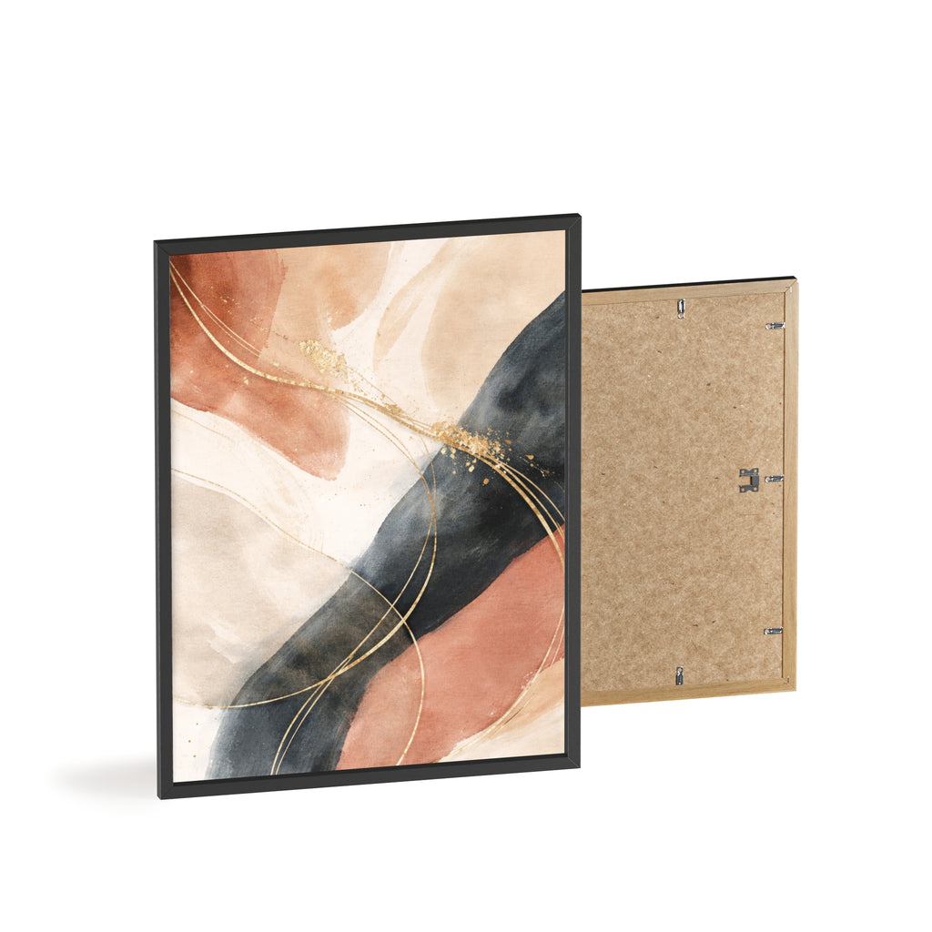 Abstract Gold Arc Framed Poster Modern Watercolor Wall Art