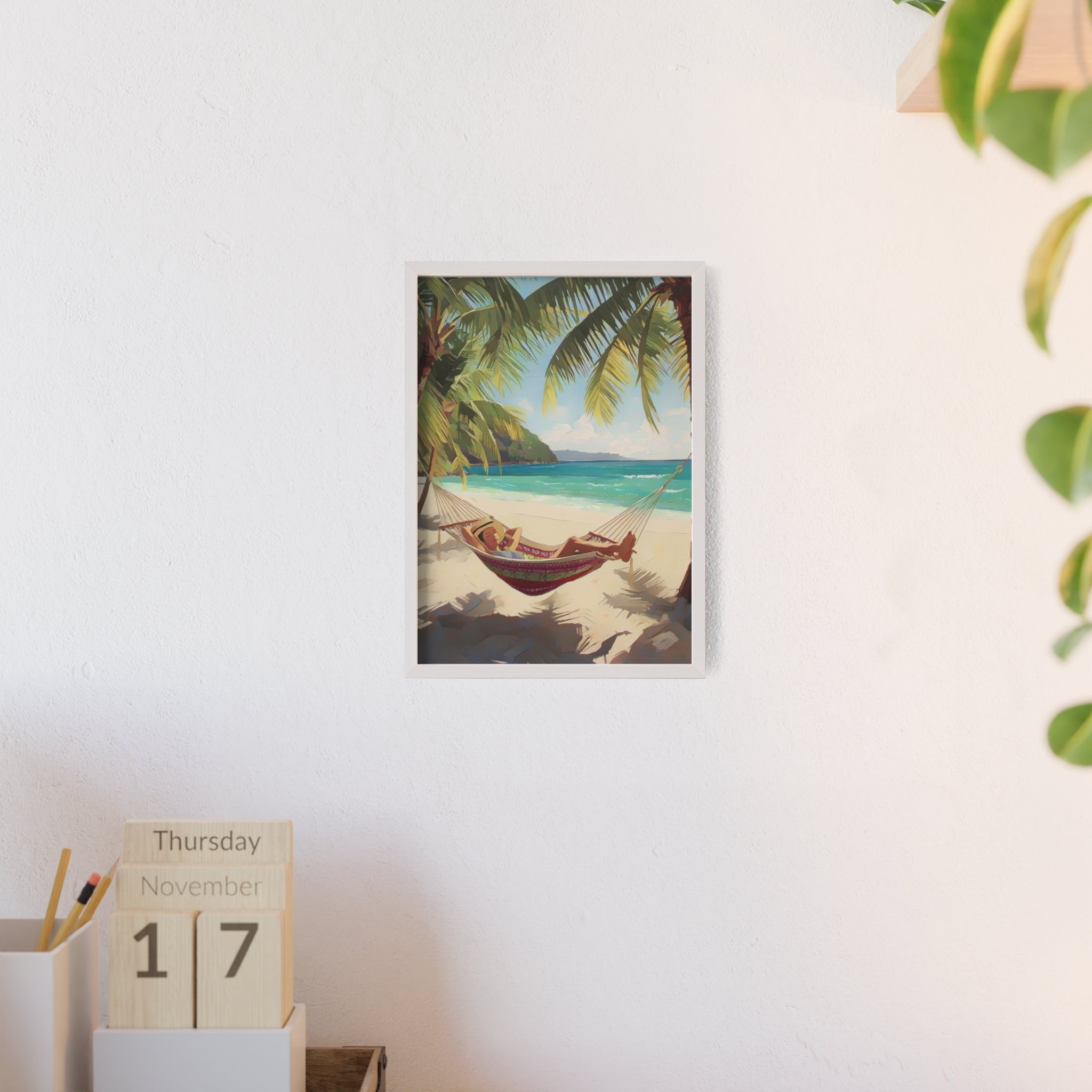 Tropical Beach Hammock Framed Poster