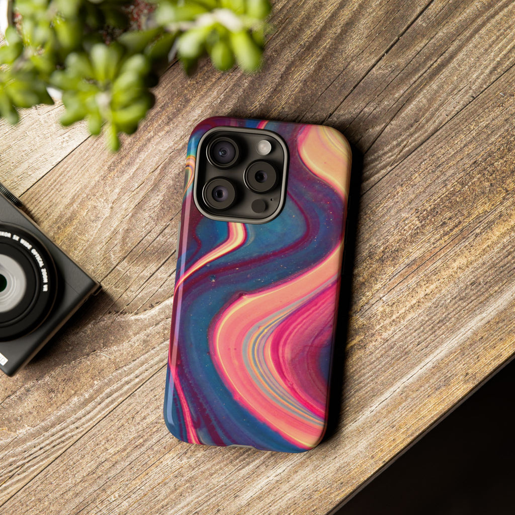 Colorful Wavy Marble Swirl Protective Phone Case