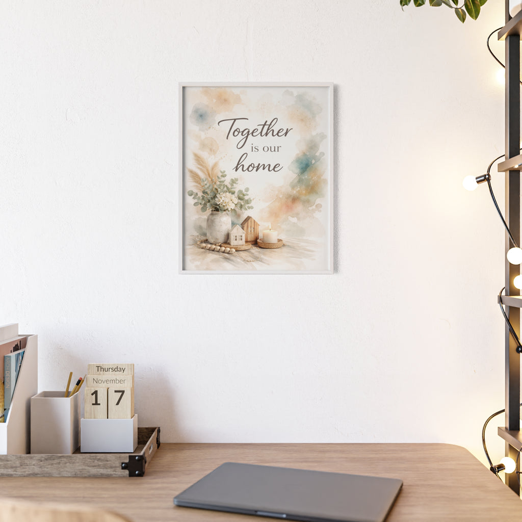 Together Is Our Home Framed Poster Cozy Watercolor Floral Wall Art
