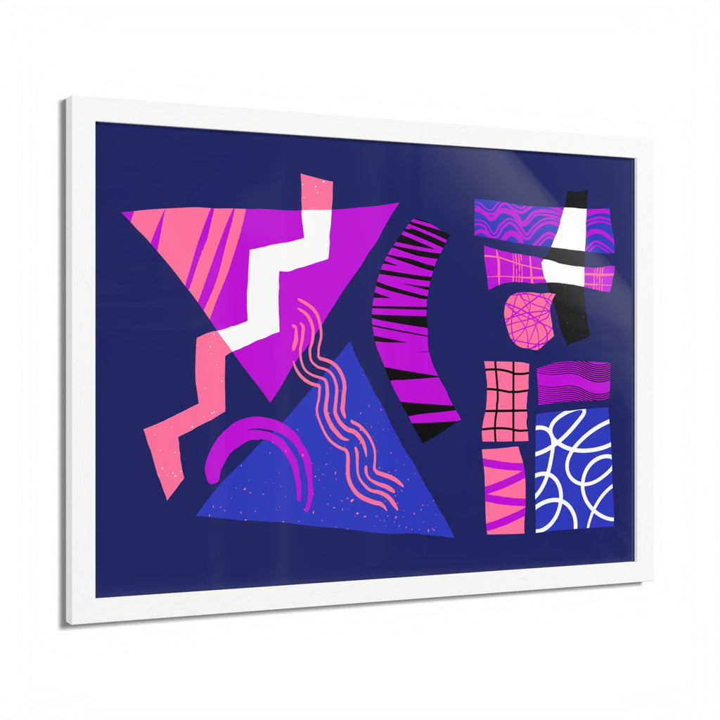Abstract Geometric Framed Poster — Pink & Purple Modern Wall Art