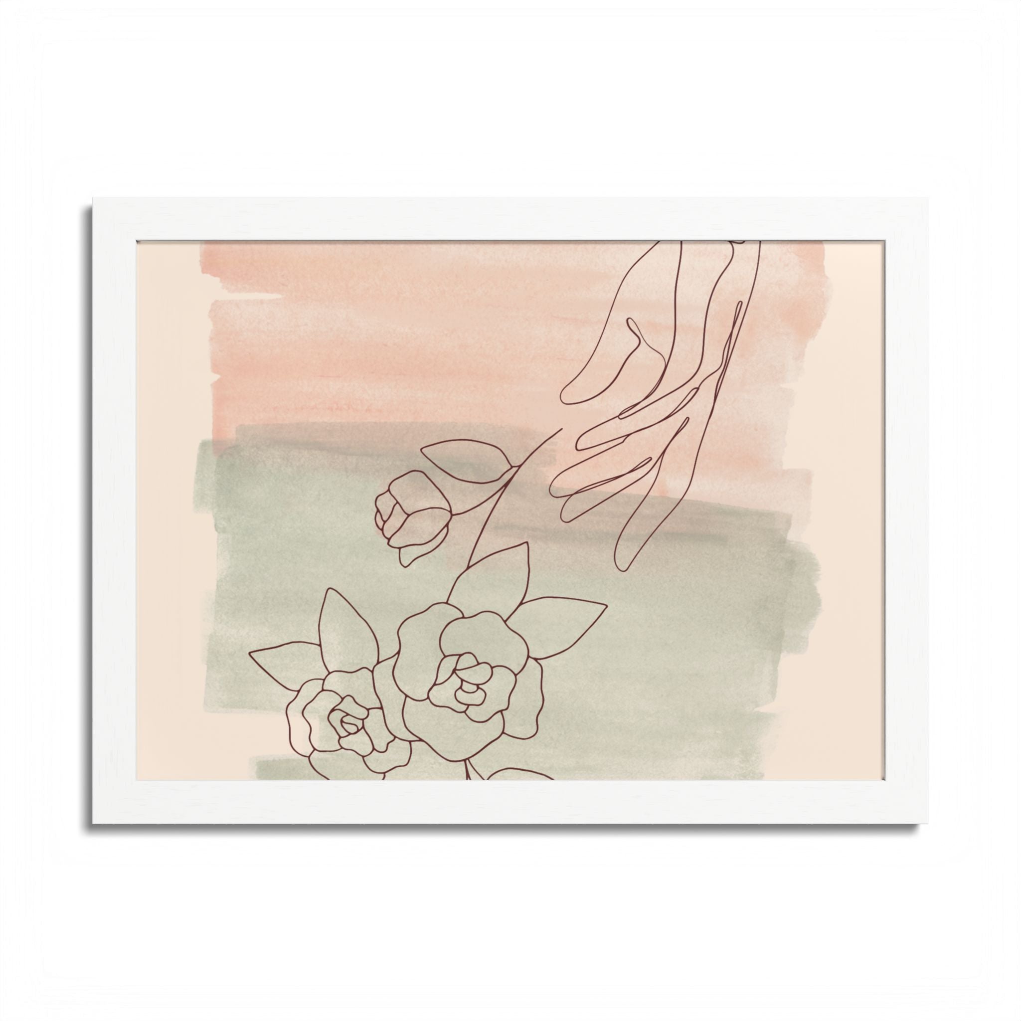 Hand Reaching for Flowers Framed Poster
