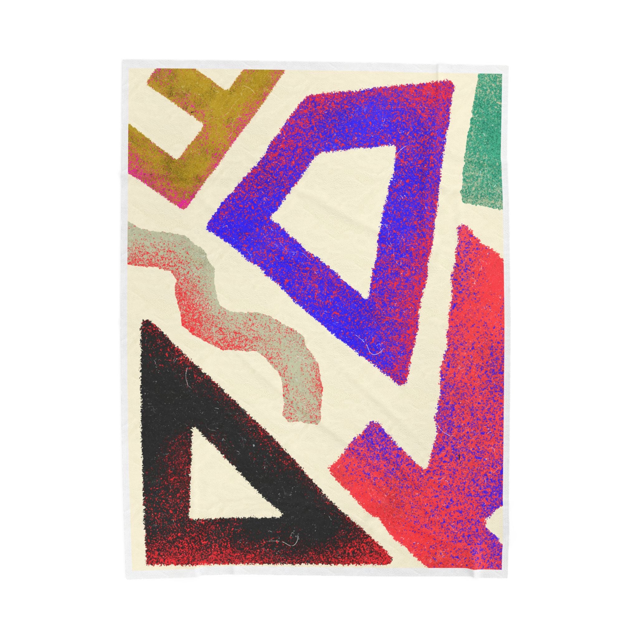 Abstract Geometric Colorful Tribal Triangle Velveteen Plush Blanket