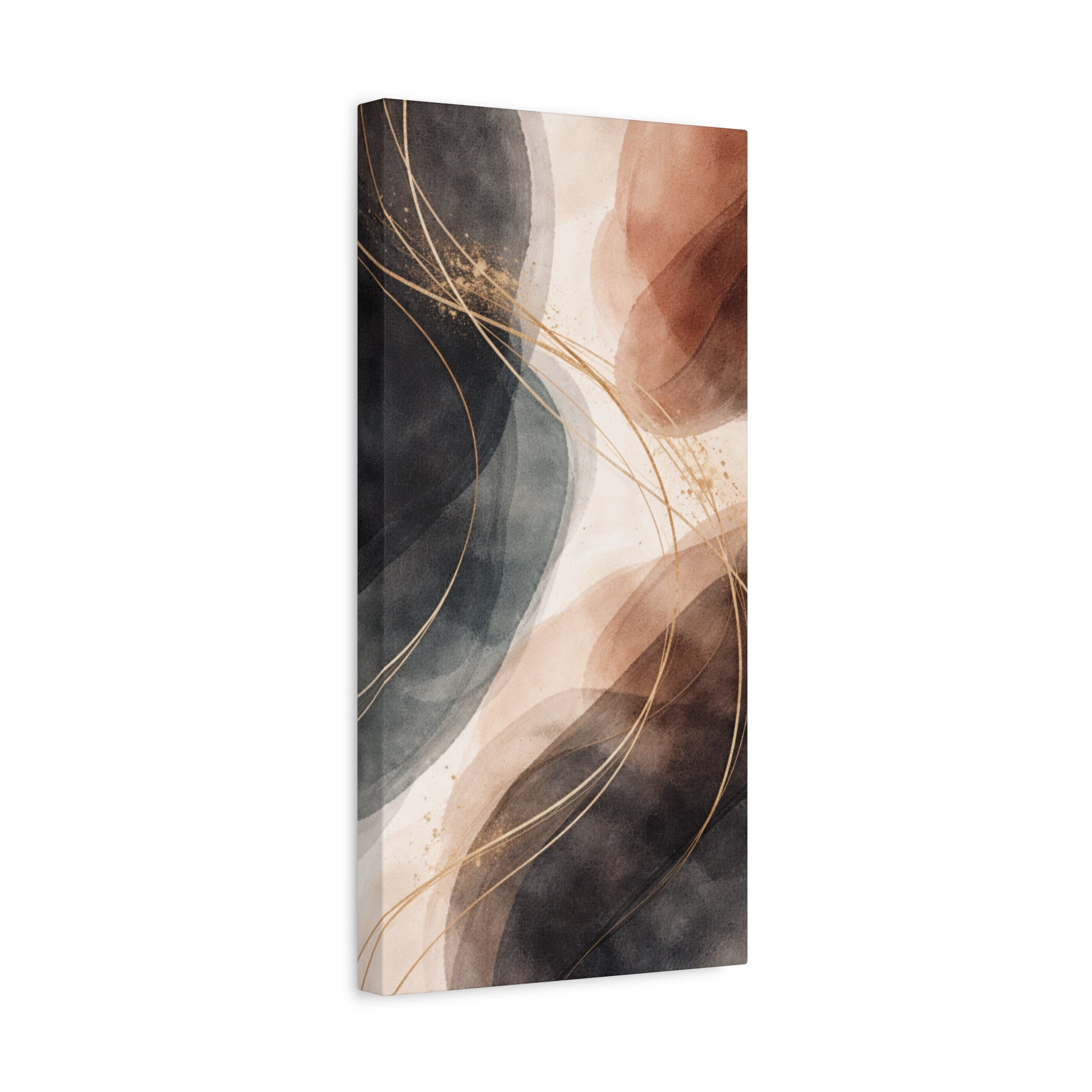 Abstract Earth Tones Matte Canvas Wall Art Modern Gold Line Accent