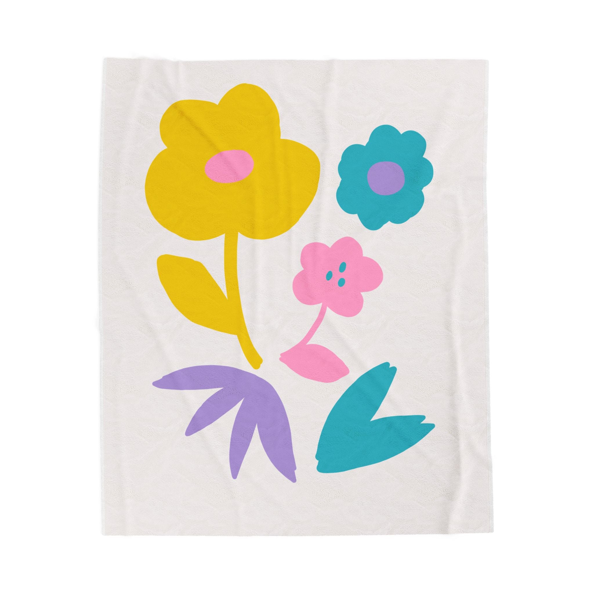 Bright Floral Velveteen Plush Blanket