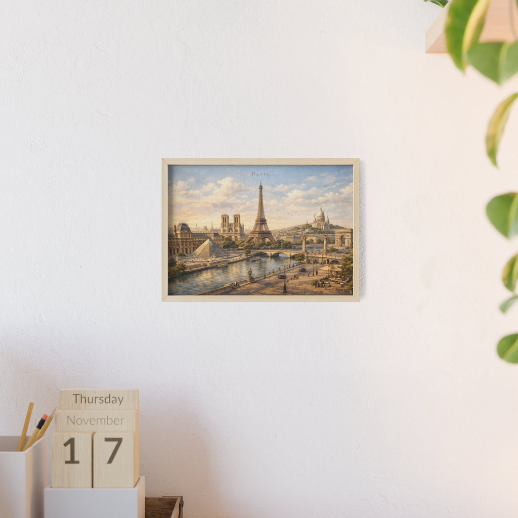Paris Eiffel Tower Wood Framed Poster
