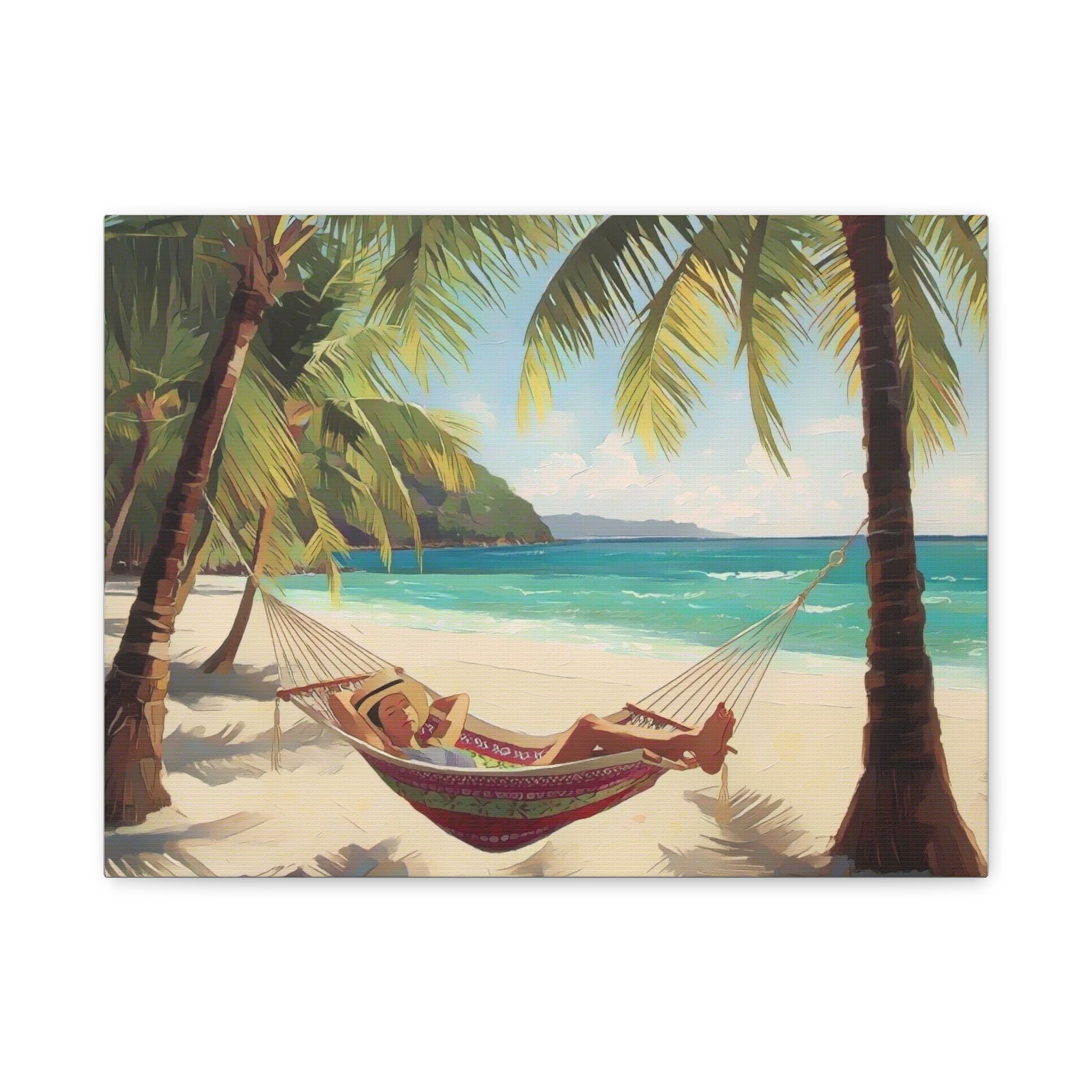 Tropical Beach Hammock Canvas Wall Art