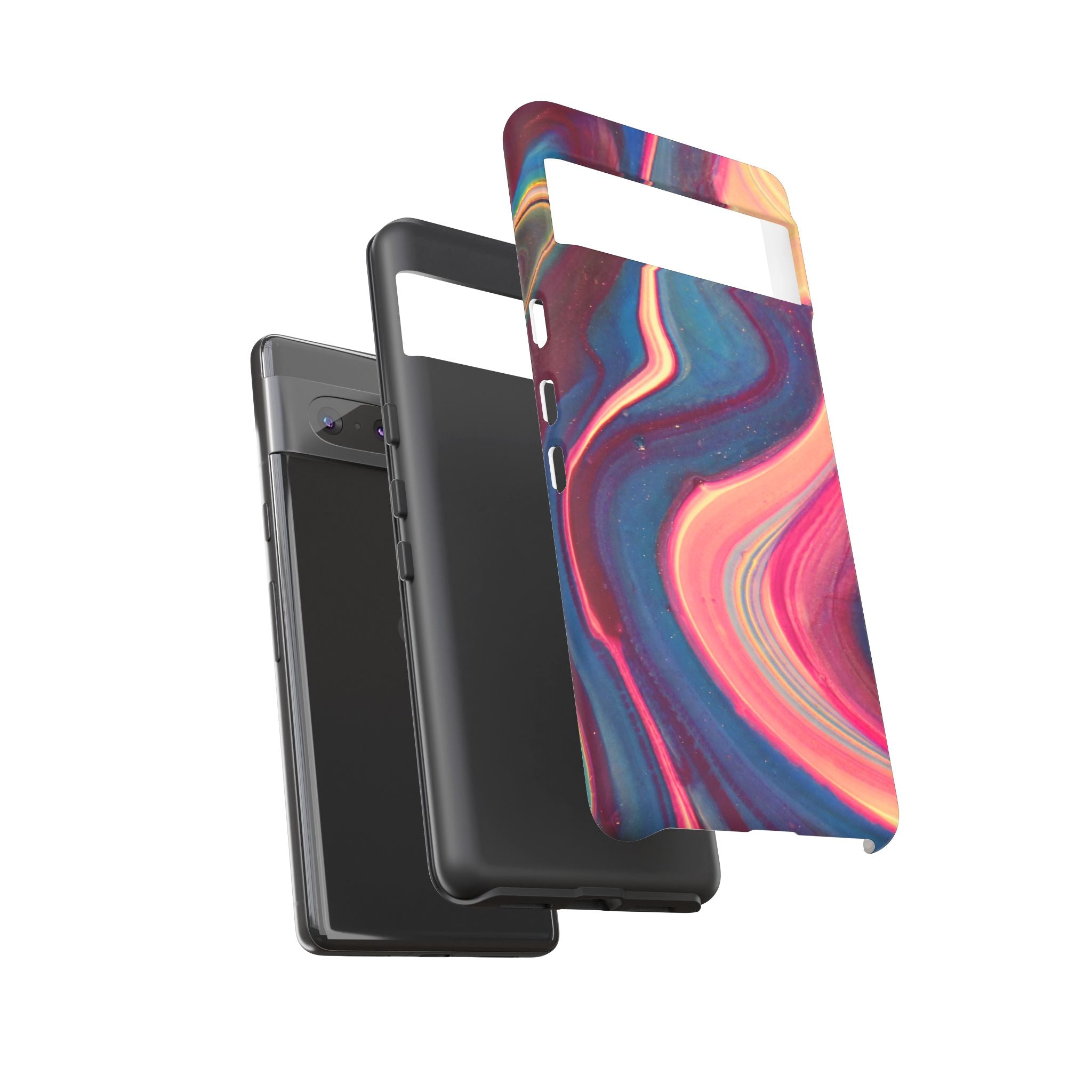 Colorful Wavy Marble Swirl Protective Phone Case