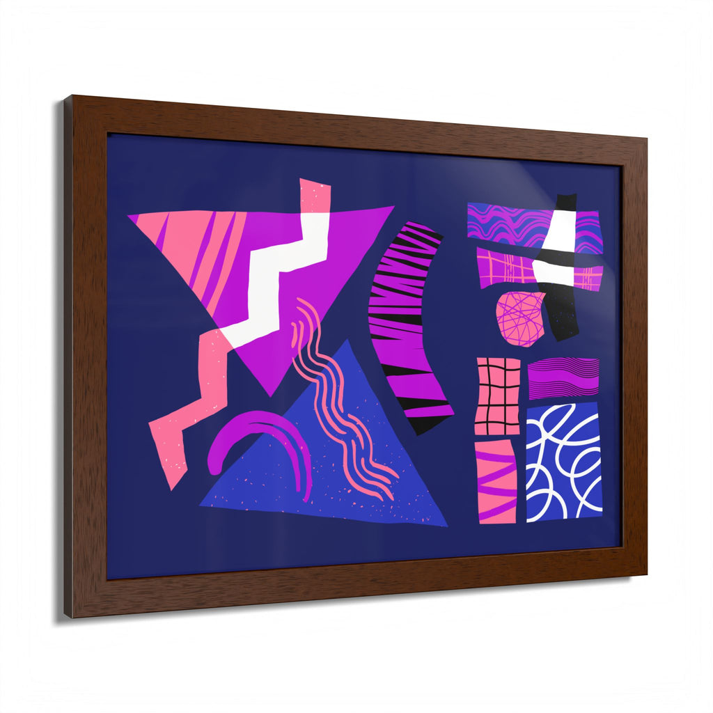 Abstract Geometric Framed Poster — Pink & Purple Modern Wall Art