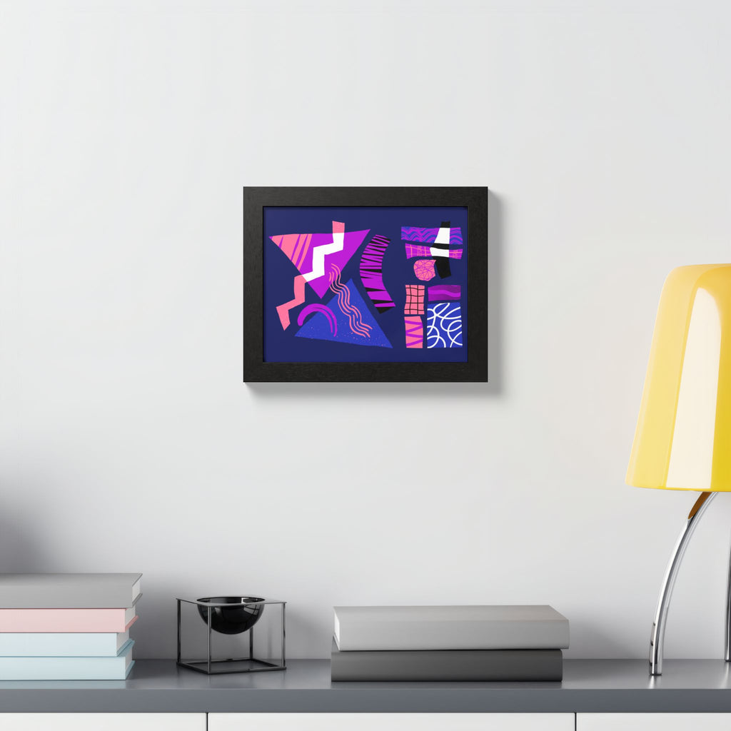 Abstract Geometric Framed Poster — Pink & Purple Modern Wall Art