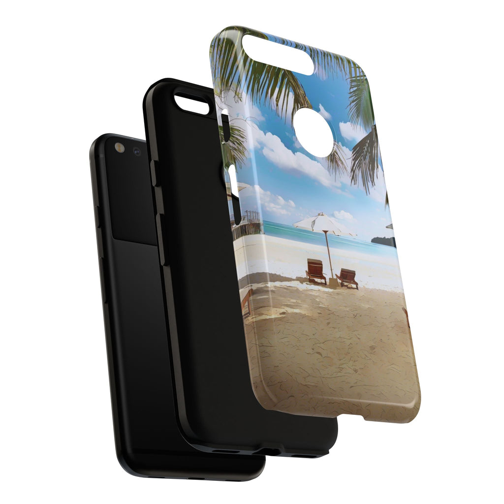 Beach Paradise Tropical Palm Beach Scene Tough Phone Case