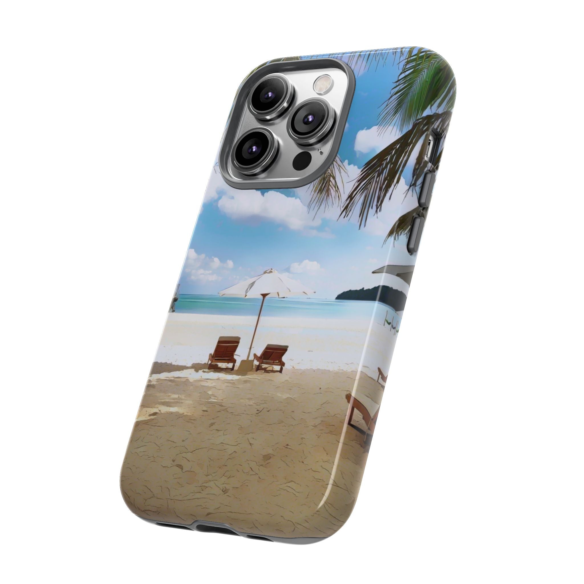 Beach Paradise Tropical Palm Beach Scene Tough Phone Case