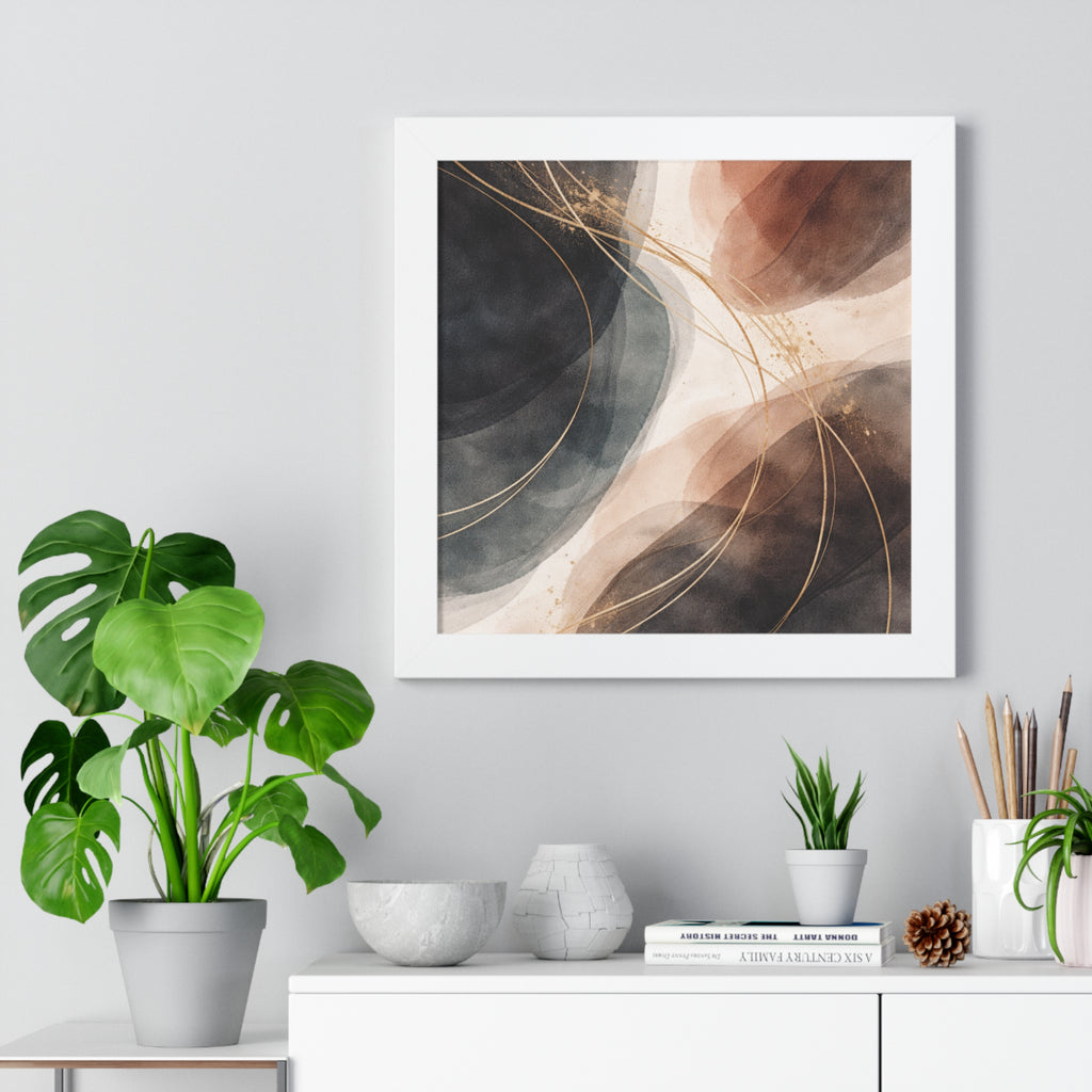 Abstract Earth Tones Framed Poster Modern Organic Wall Art Print