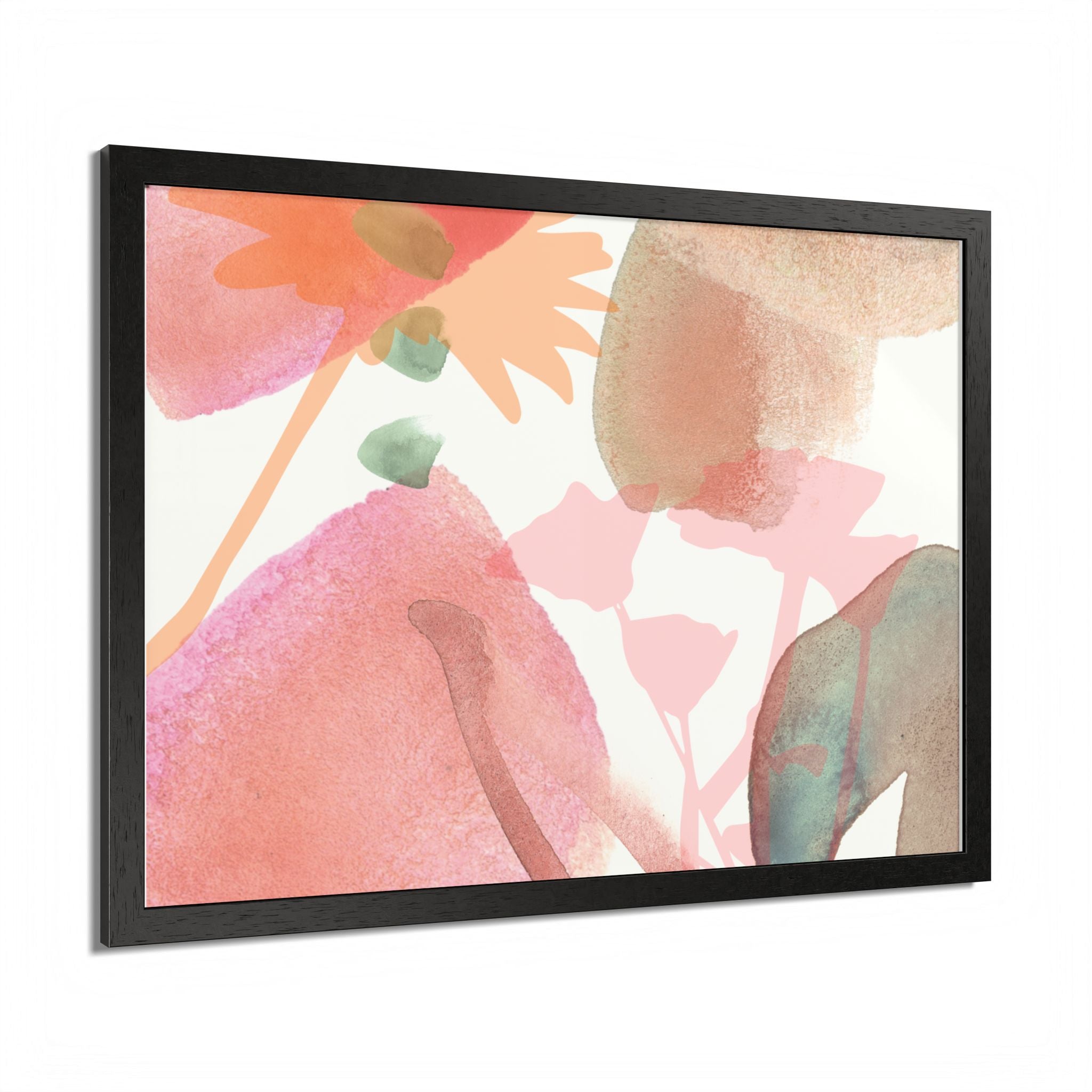 Multi-Color Abstract & Floral Design Framed Poster