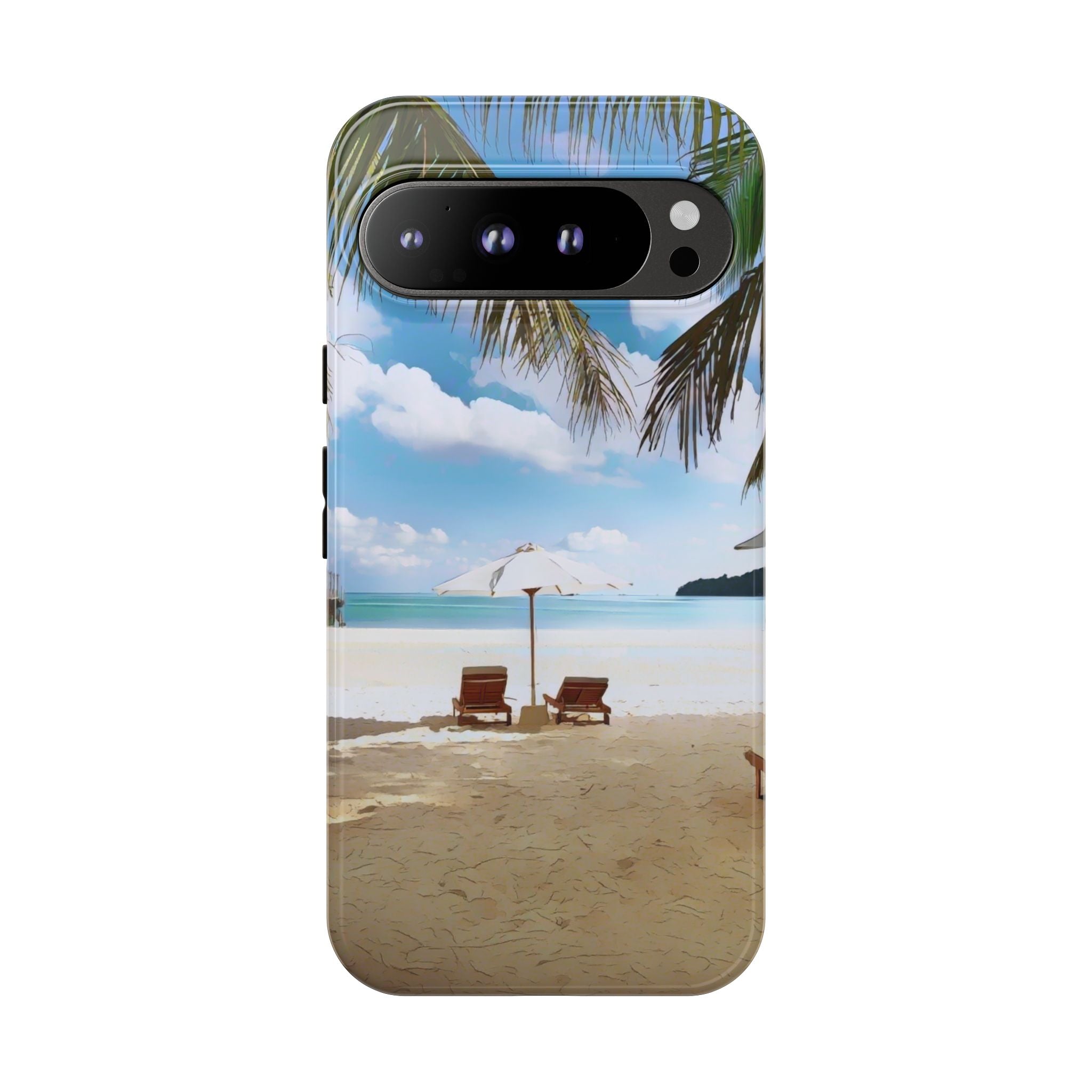 Beach Paradise Tropical Palm Beach Scene Tough Phone Case