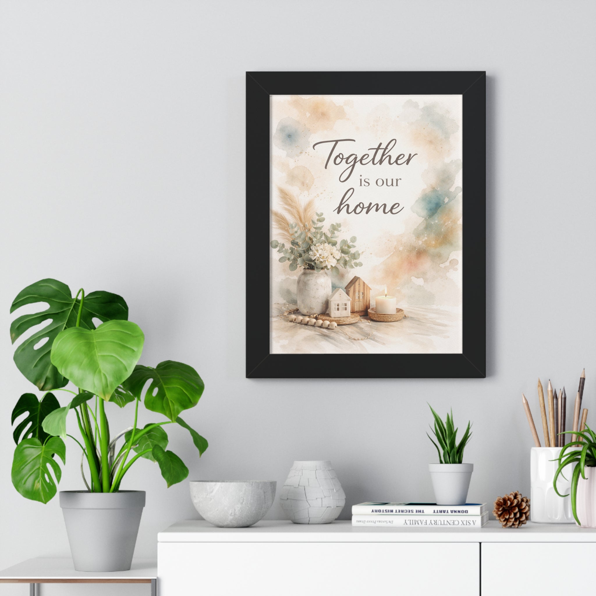 Together Is Our Home Framed Poster — Watercolor Wall Art