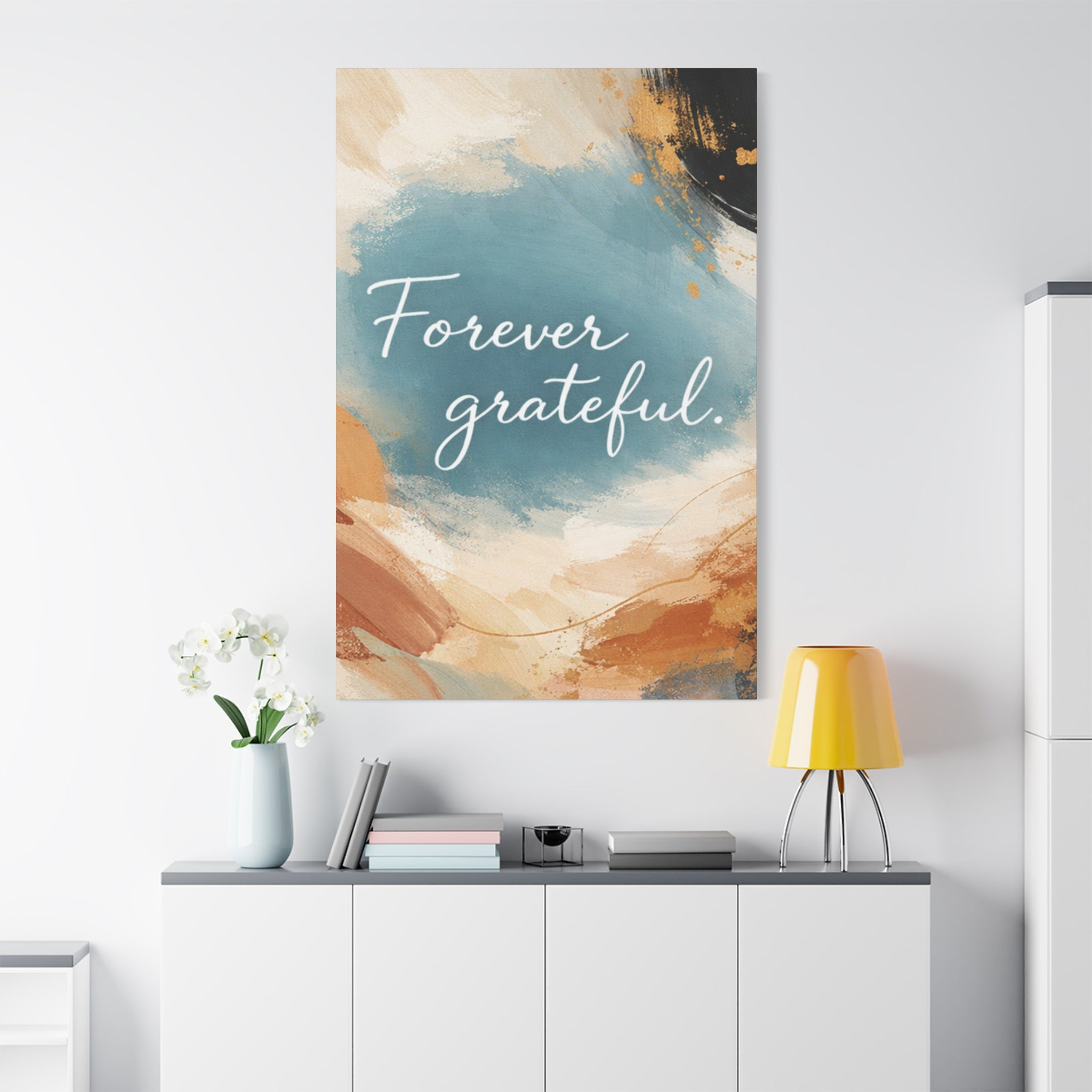 Forever Grateful Canvas Wall Art Inspirational Abstract Home Decor