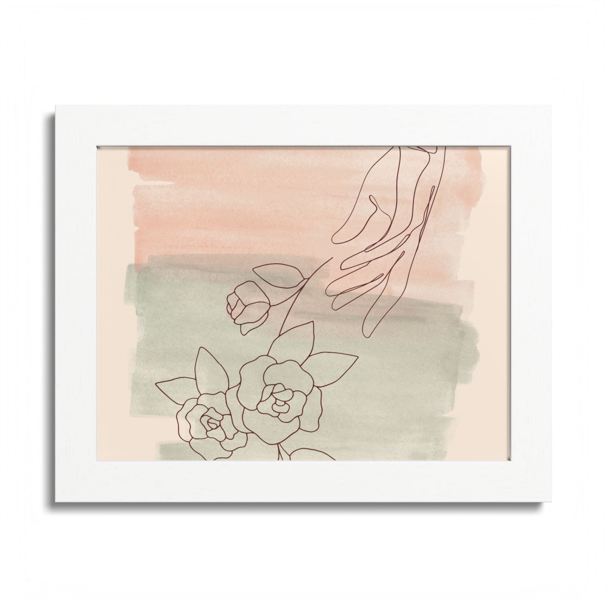 Hand Reaching for Flowers Framed Poster