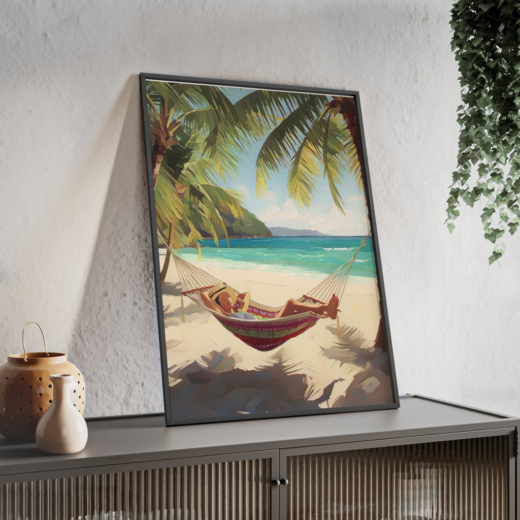Tropical Beach Hammock Framed Poster
