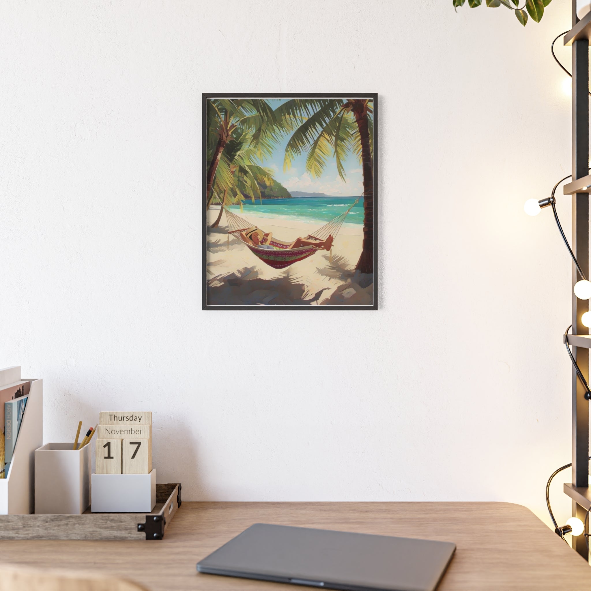 Tropical Beach Hammock Framed Poster