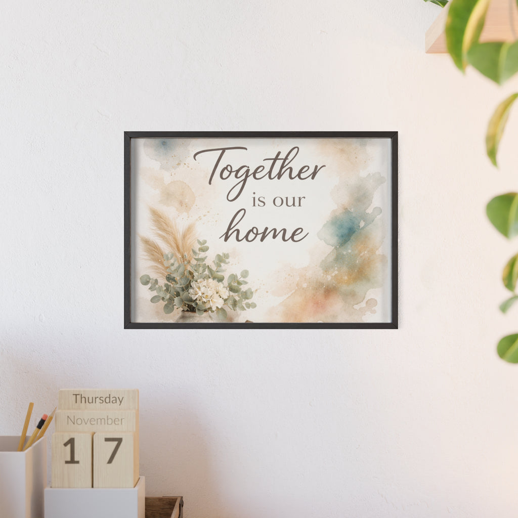 Together Is Our Home Framed Poster Cozy Watercolor Floral Wall Art