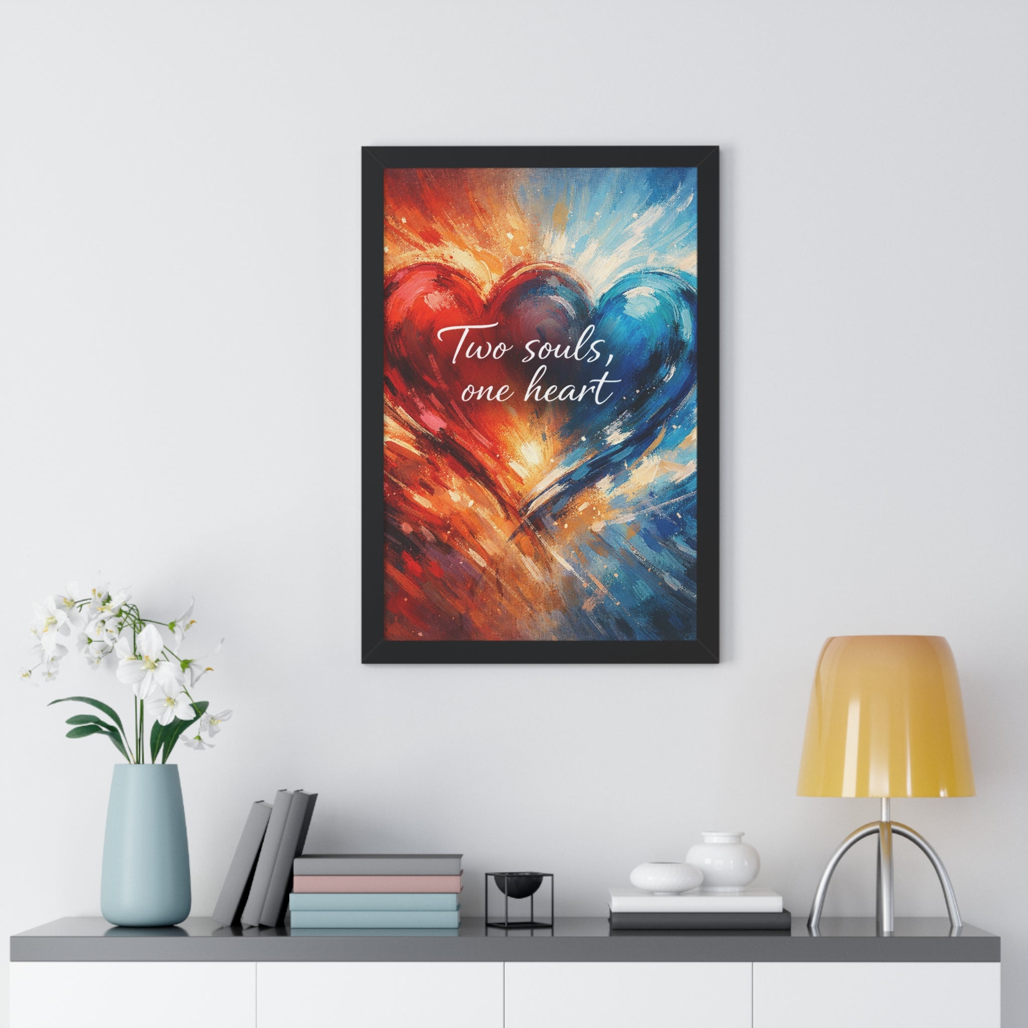 Two Souls One Heart Romantic Art Framed Poster