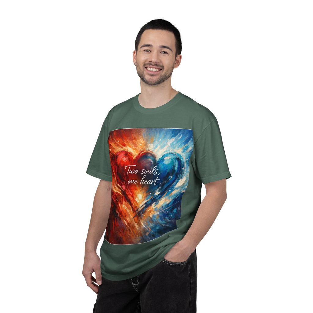 Two Souls One Heart Fiery and Ocean Heart Art T-Shirt