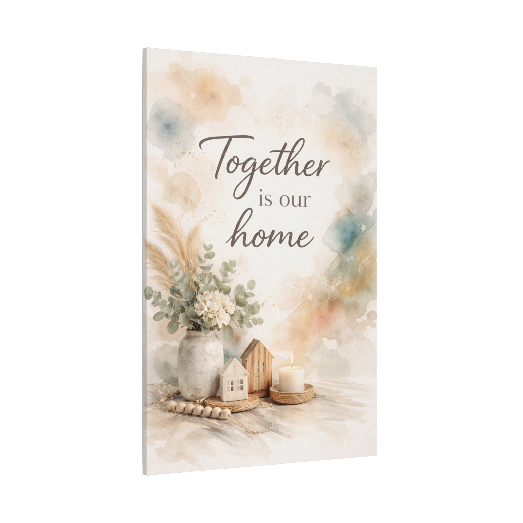 Together Is Our Home Floral Inspirational Decor Canvas Wall Art