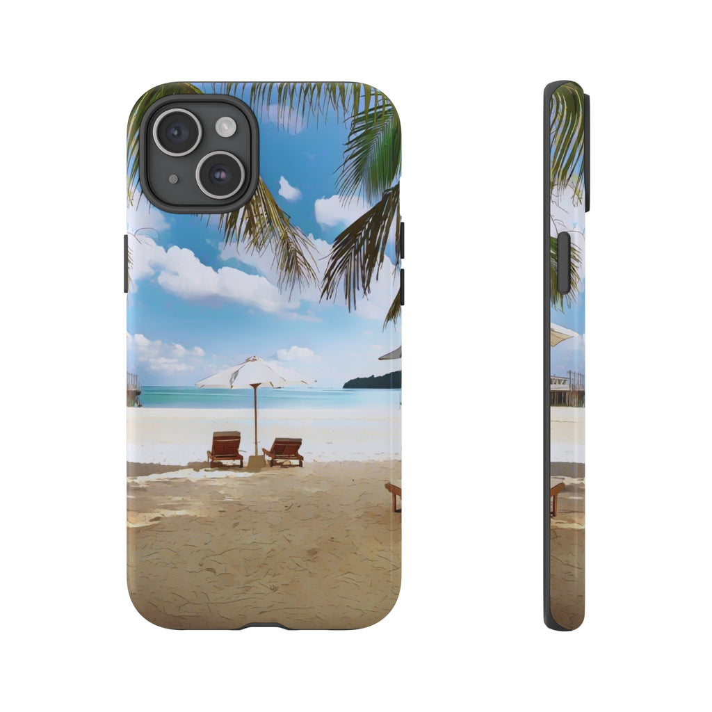 Beach Paradise Tropical Palm Beach Scene Tough Phone Case