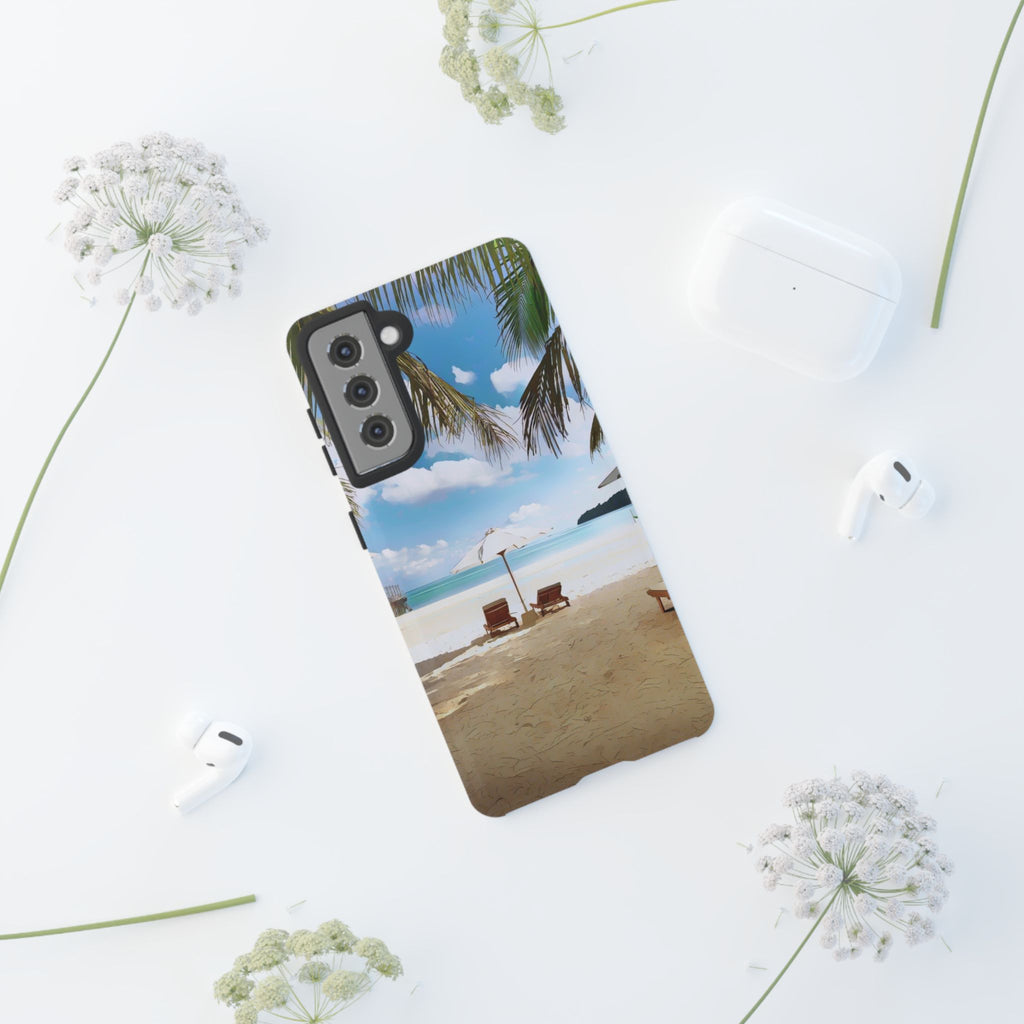 Beach Paradise Tropical Palm Beach Scene Tough Phone Case