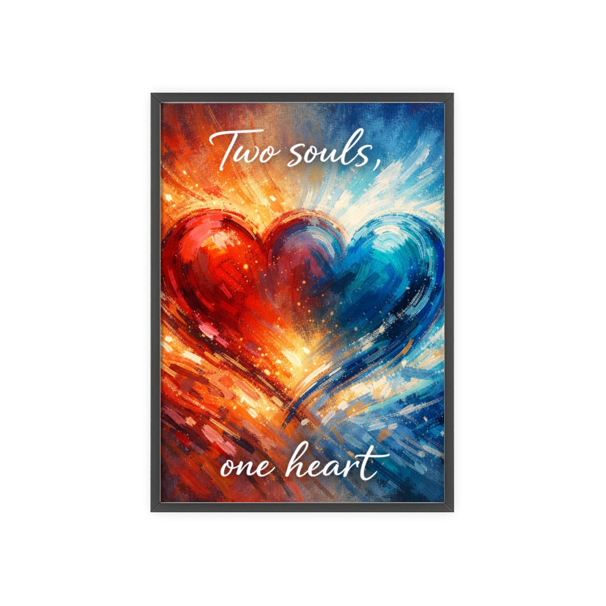 Two Souls One Heart Framed Poster — Romantic Heart Wall Art