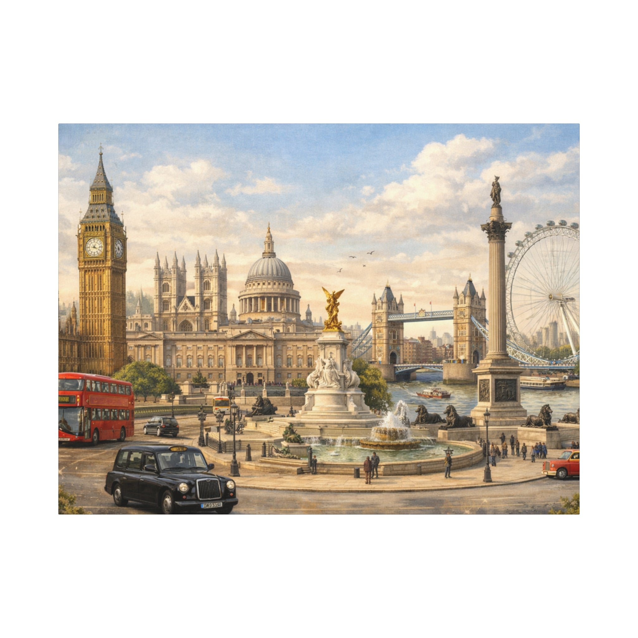 London Cityscape Matte Canvas Print Wall Art