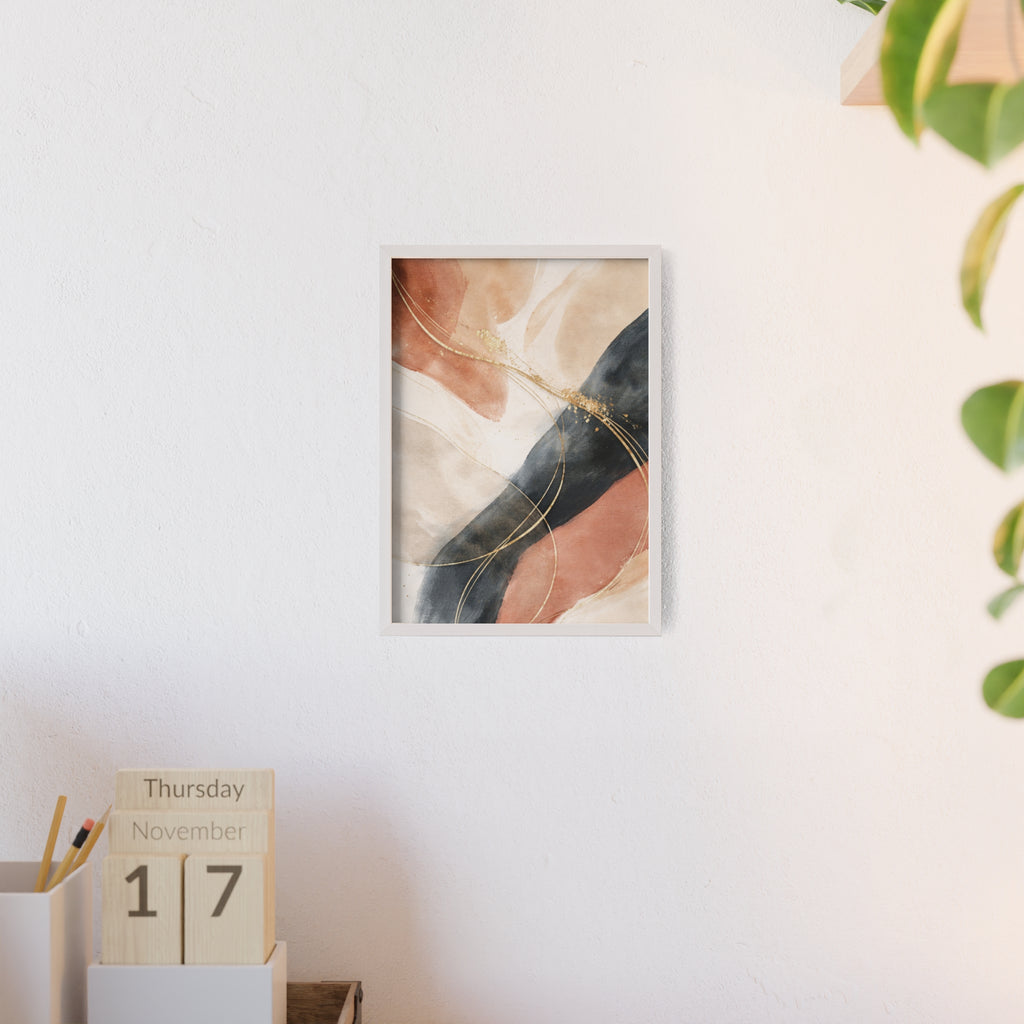 Abstract Gold Arc Framed Poster Modern Watercolor Wall Art