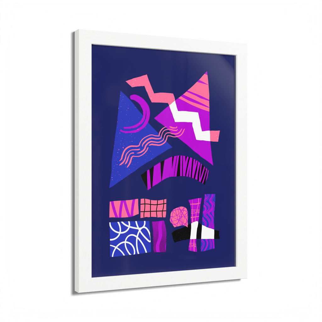 Abstract Geometric Framed Poster — Pink & Purple Modern Wall Art