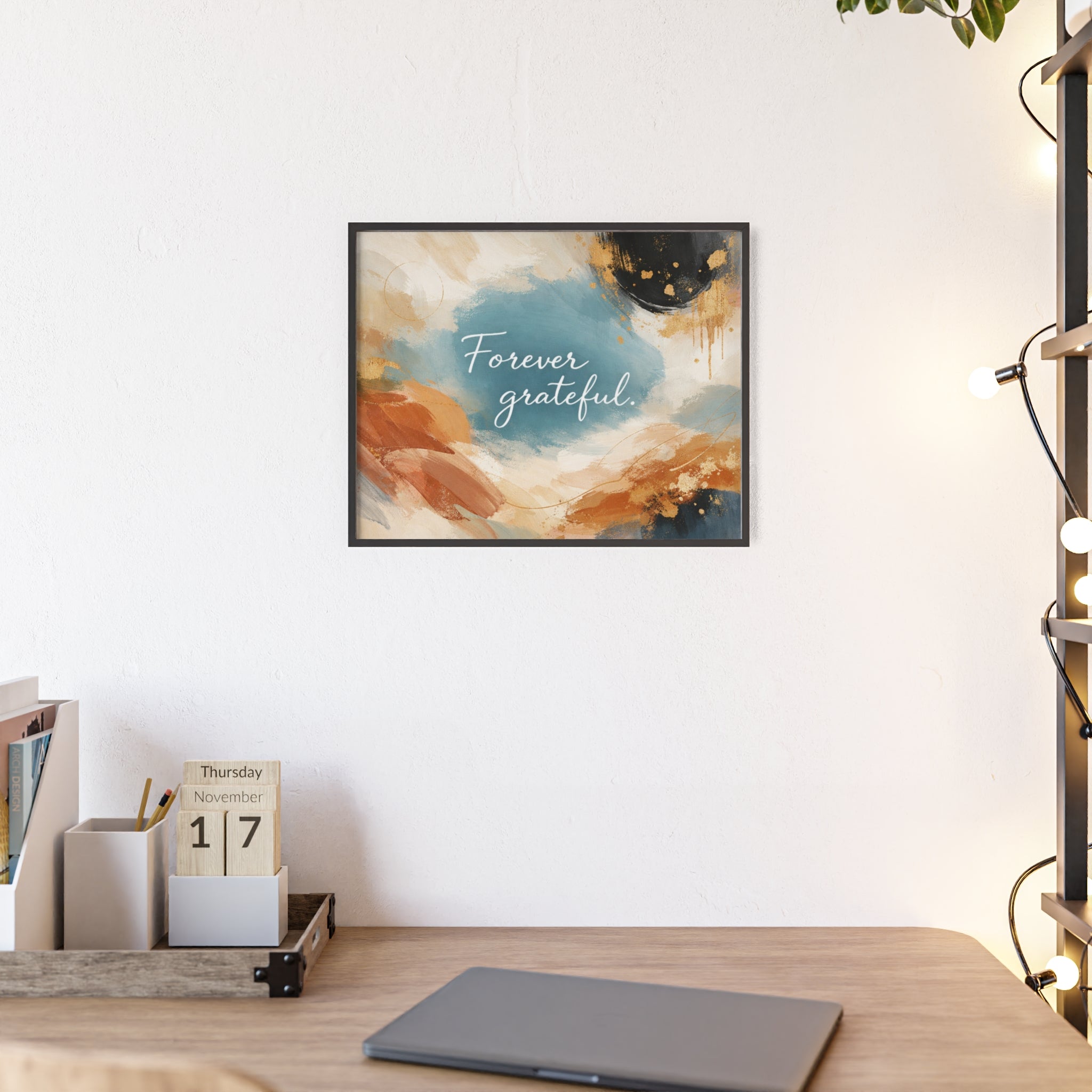 Forever Grateful Framed Poster Abstract Watercolor Wall Art
