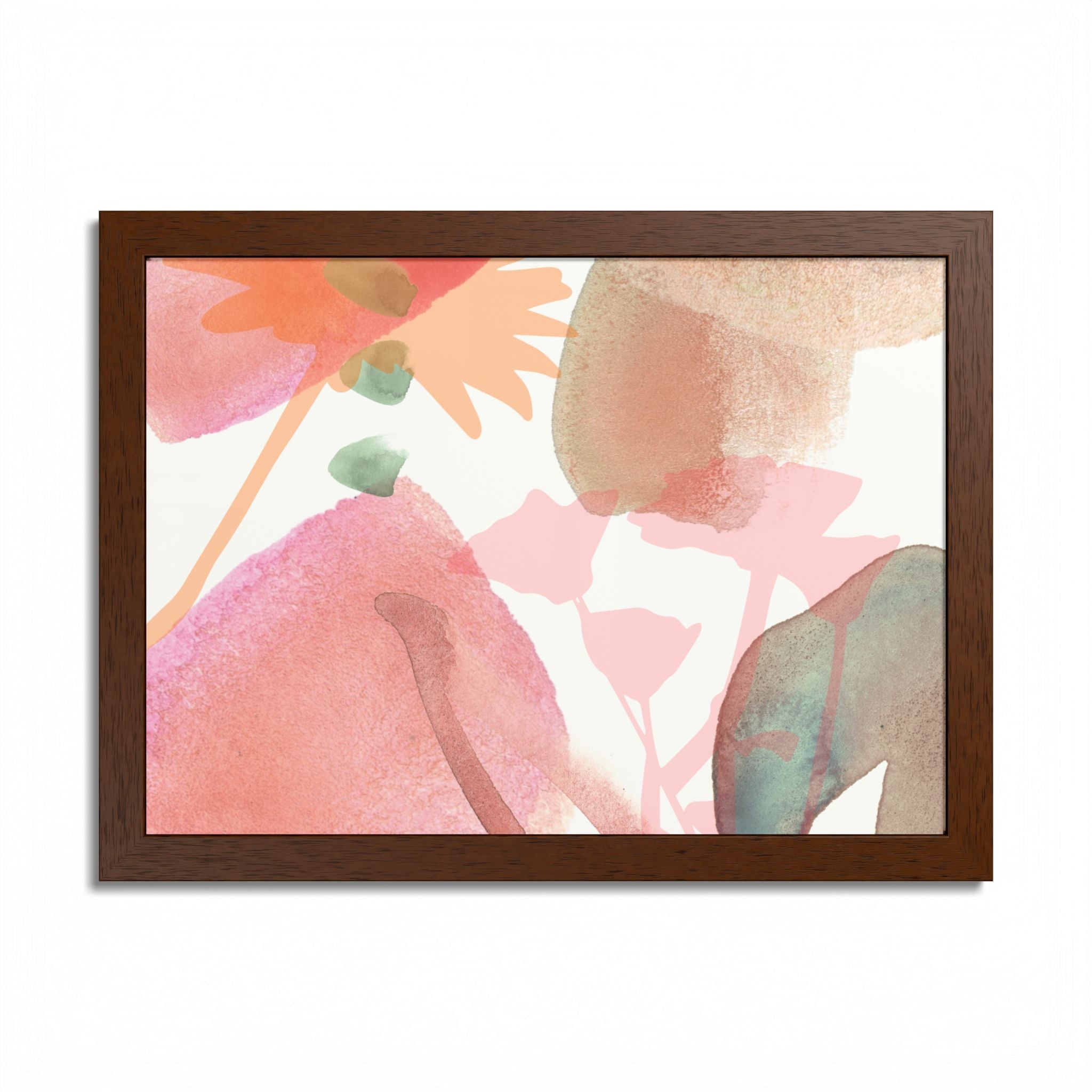 Multi-Color Abstract & Floral Design Framed Poster