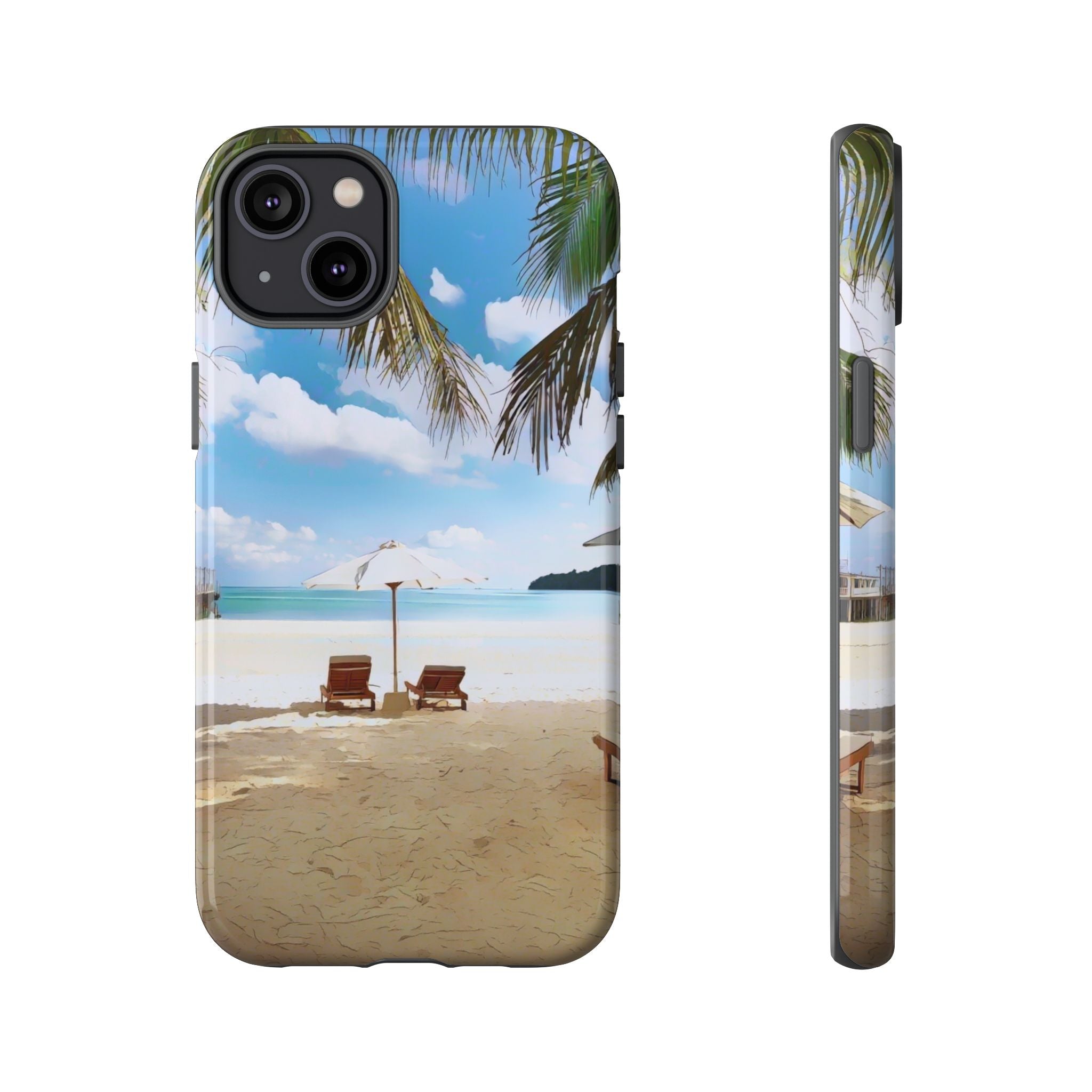 Beach Paradise Tropical Palm Beach Scene Tough Phone Case