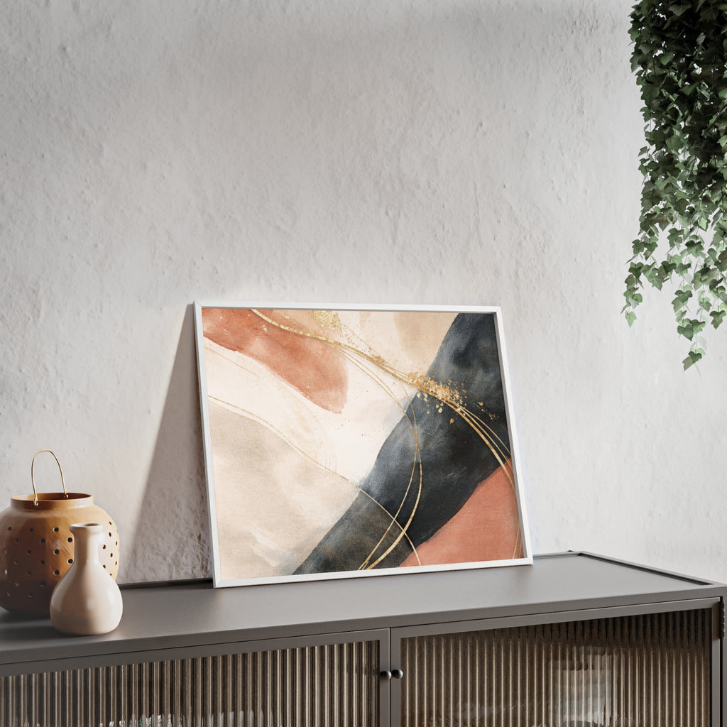 Abstract Gold Arc Framed Poster Modern Watercolor Wall Art