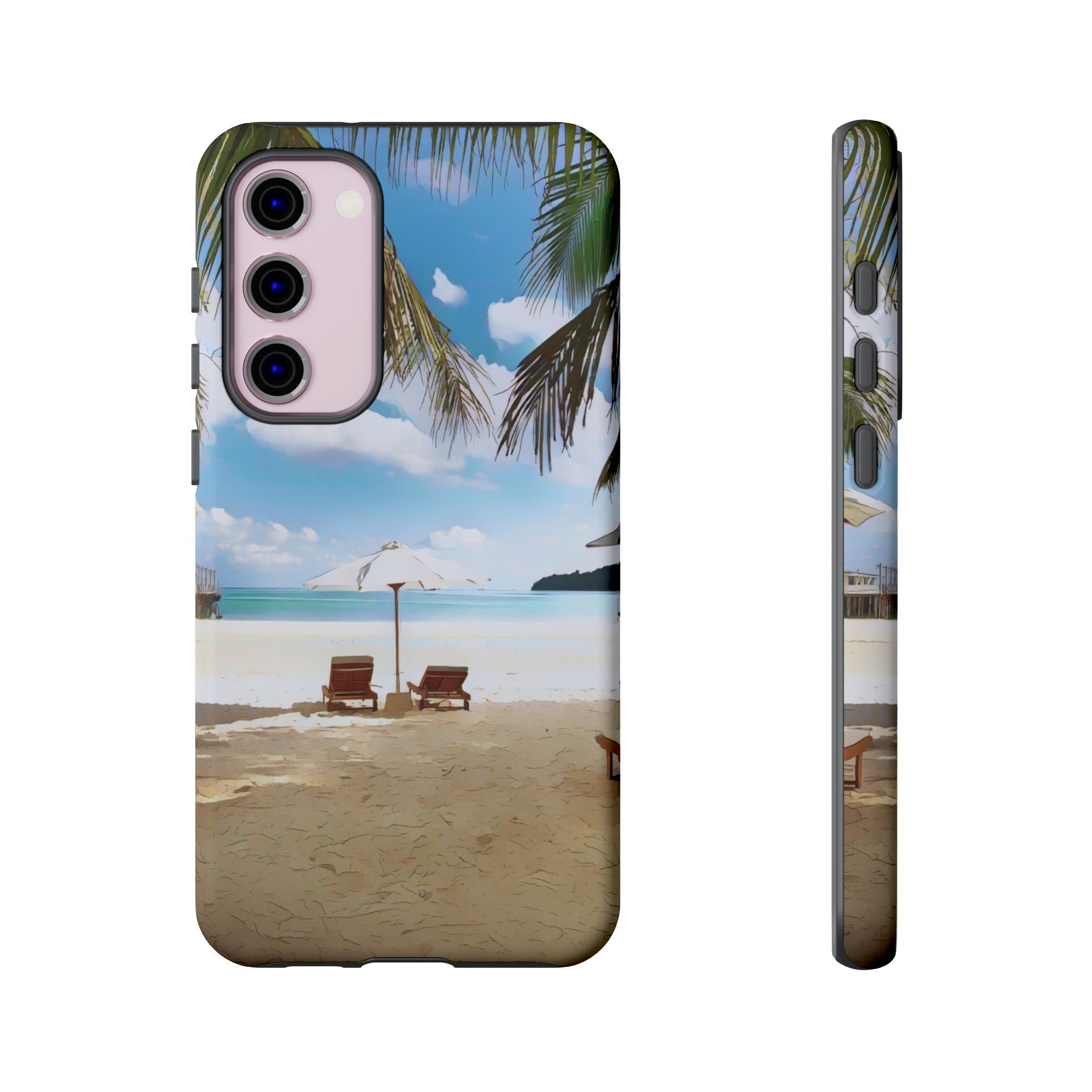 Beach Paradise Tropical Palm Beach Scene Tough Phone Case