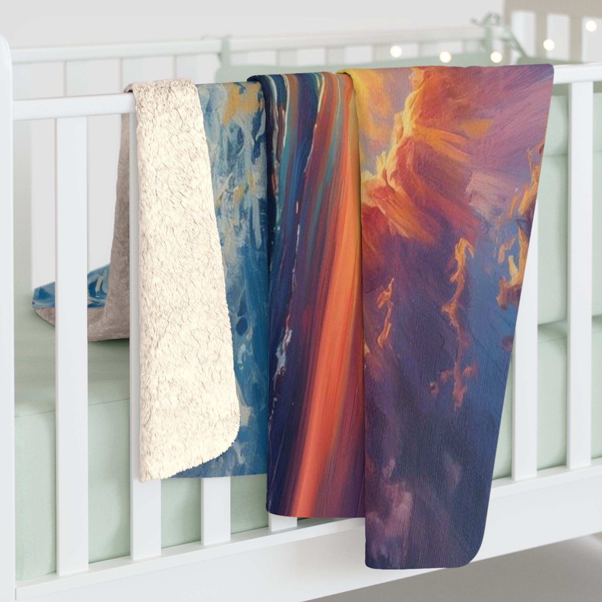 Sunset Ocean Cozy Nautical Sherpa Fleece Throw Blanket