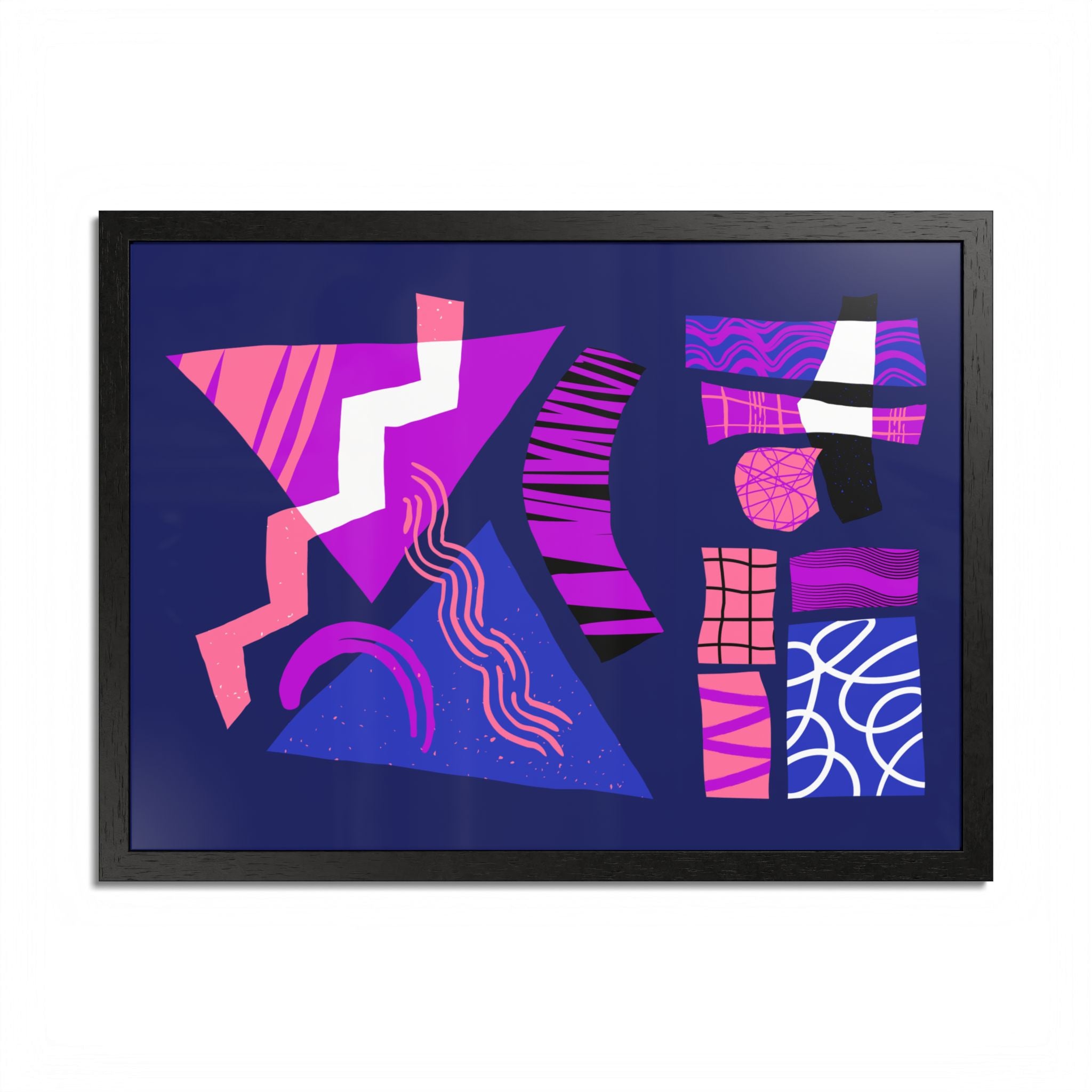 Abstract Geometric Framed Poster — Pink & Purple Modern Wall Art