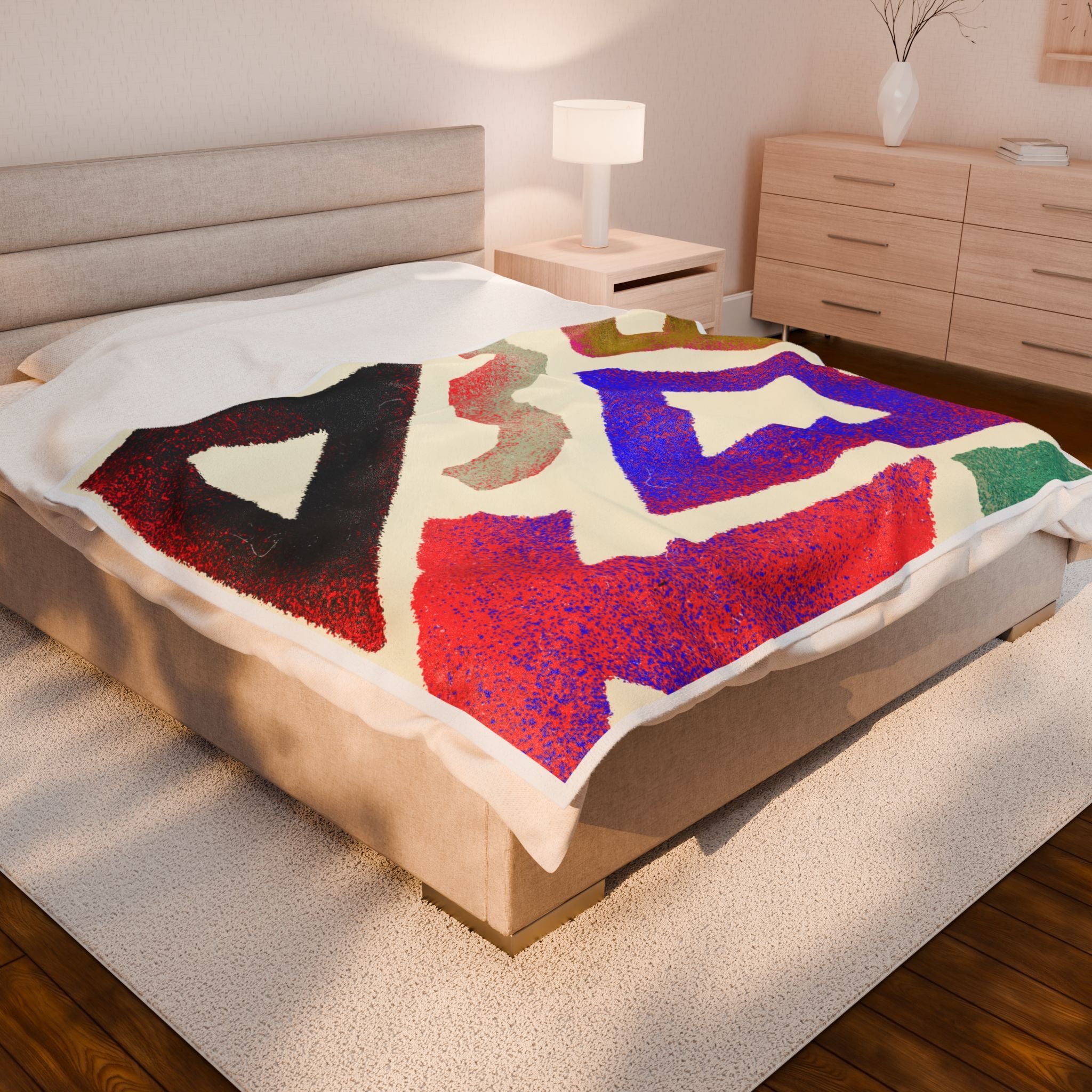 Abstract Geometric Colorful Tribal Triangle Velveteen Plush Blanket