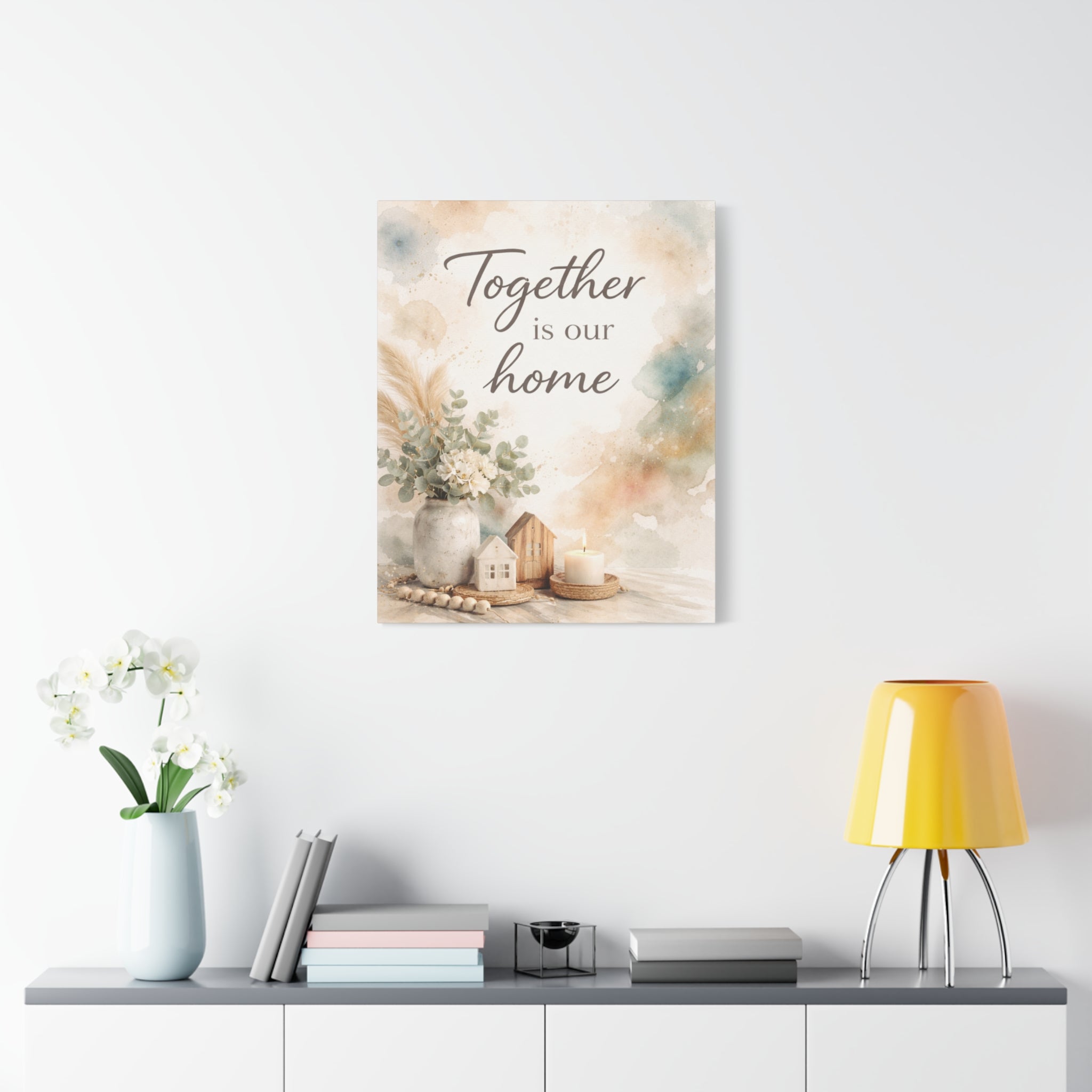 Together Is Our Home Floral Inspirational Decor Canvas Wall Art