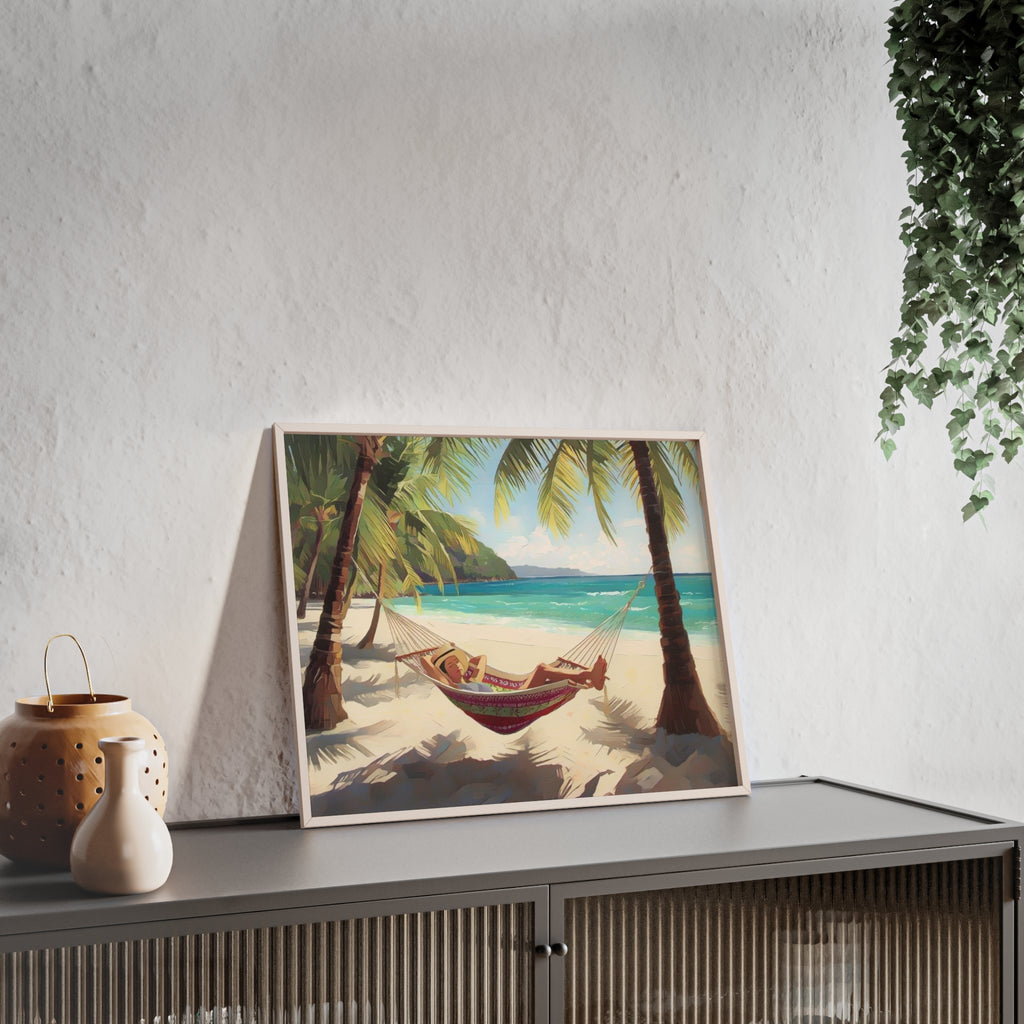 Tropical Beach Hammock Framed Poster